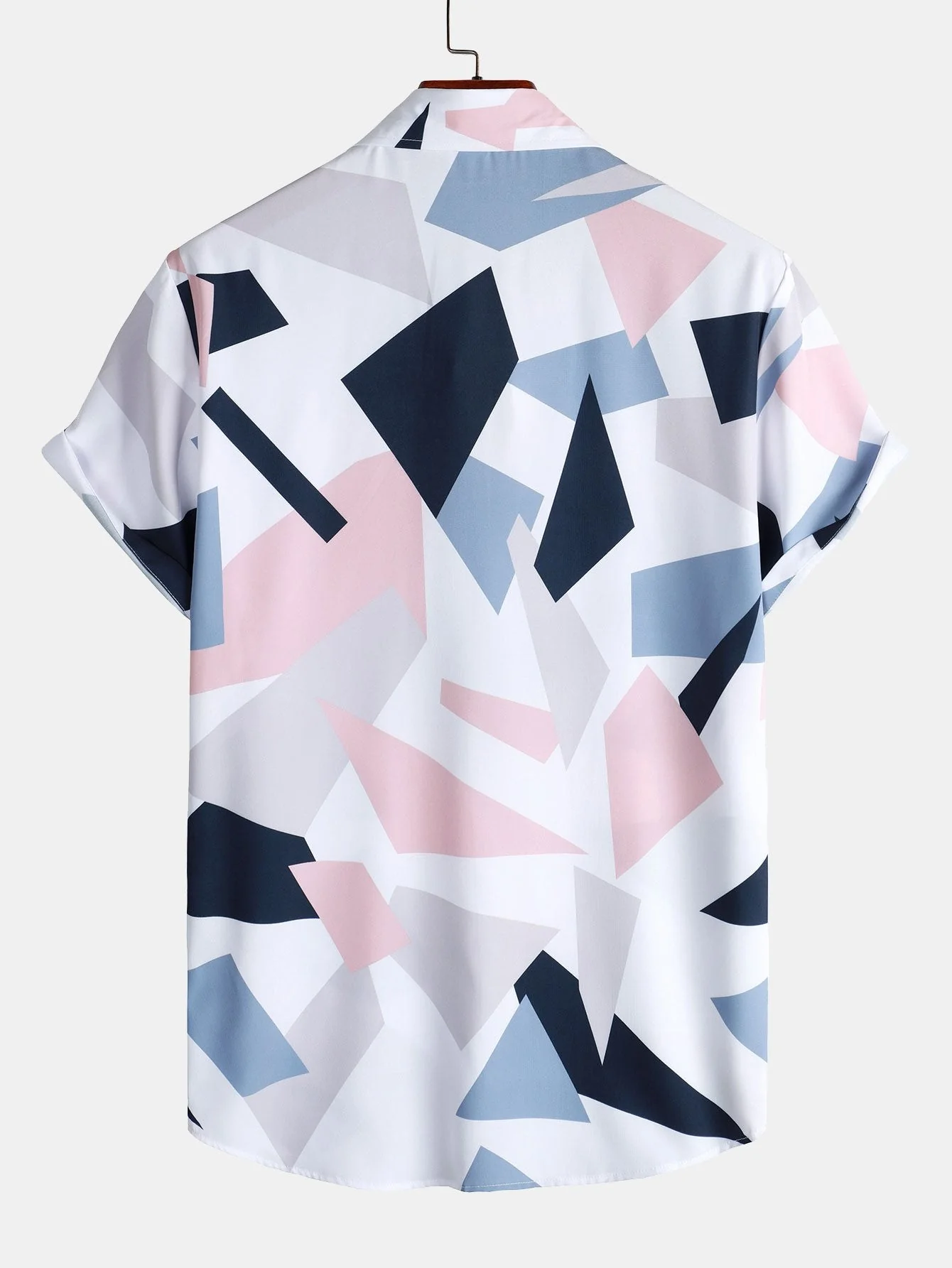 Geometrisches Druckhemd mit Knopf und Tasche & kurze Schwimmshorts - Image 4