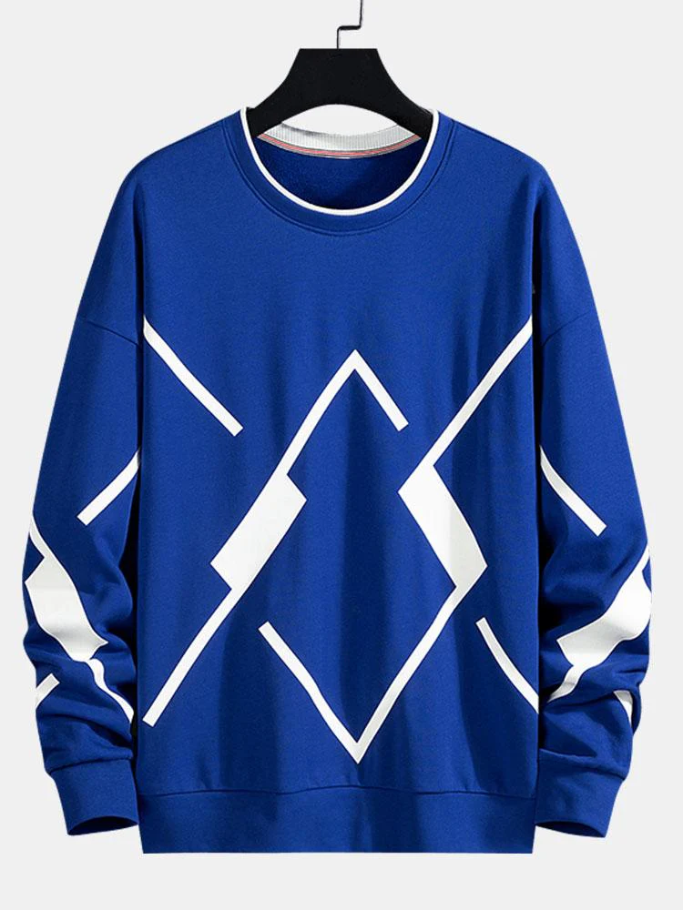 Geometrischer Druck Rundhals-Sweatshirt - Image 2