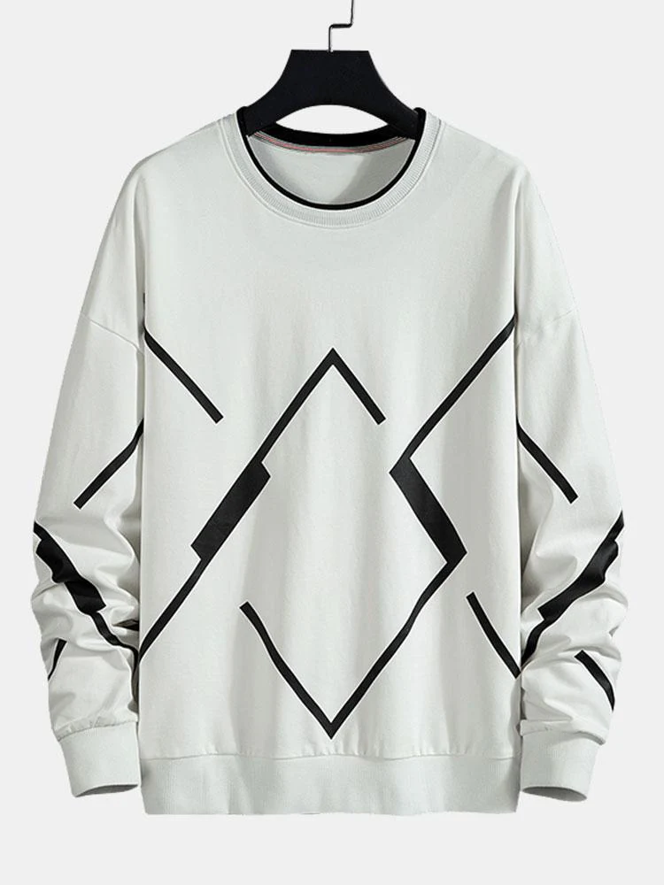 Geometrischer Druck Rundhals-Sweatshirt - Image 3