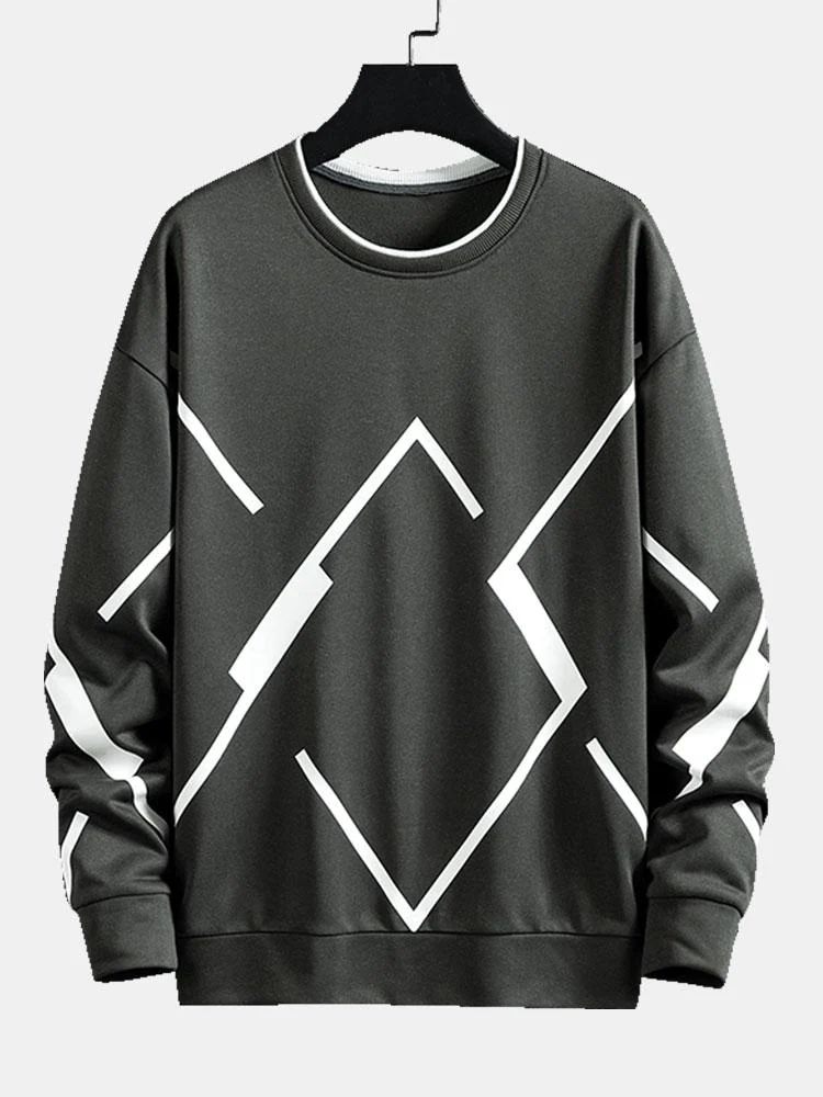 Geometrischer Druck Rundhals-Sweatshirt - Image 4