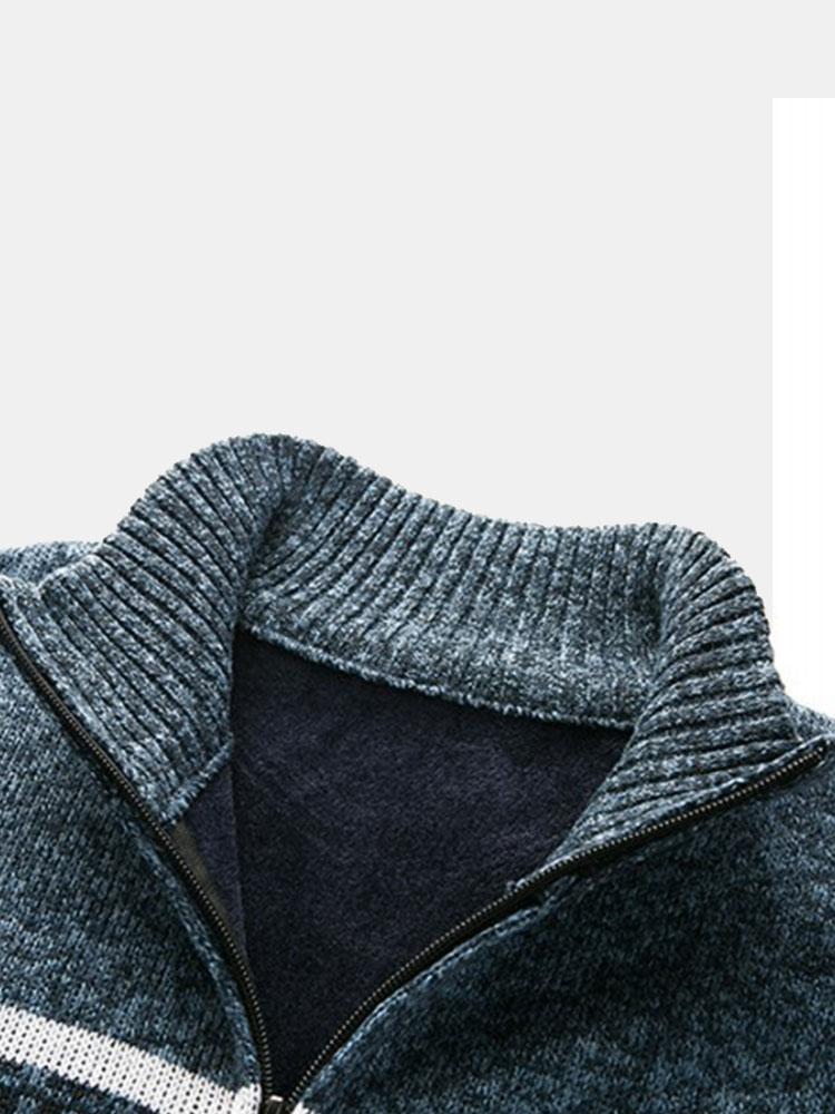 Geometrischer Druck Reißverschluss Pullover - Image 10