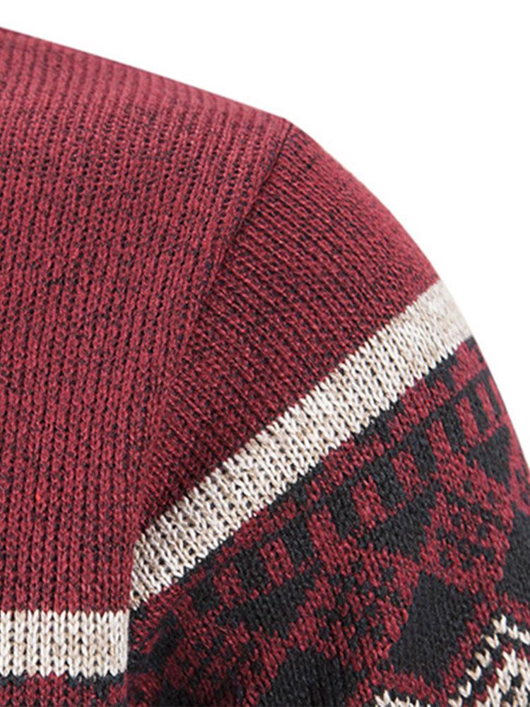 Geometrischer Druck Reißverschluss Pullover - Image 8