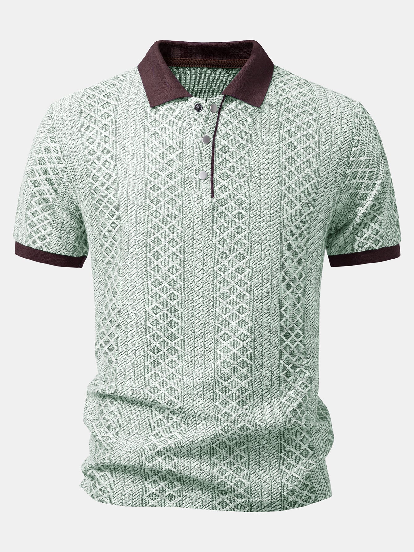 Geometric Rhombus Jacquard Polo - Image 7