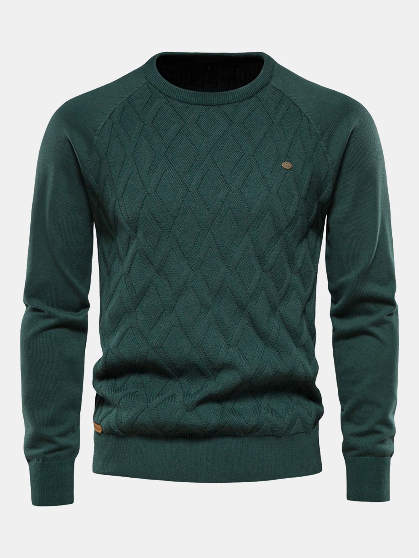 Geometrischer Jacquard Rundhals Pullover - Image 2