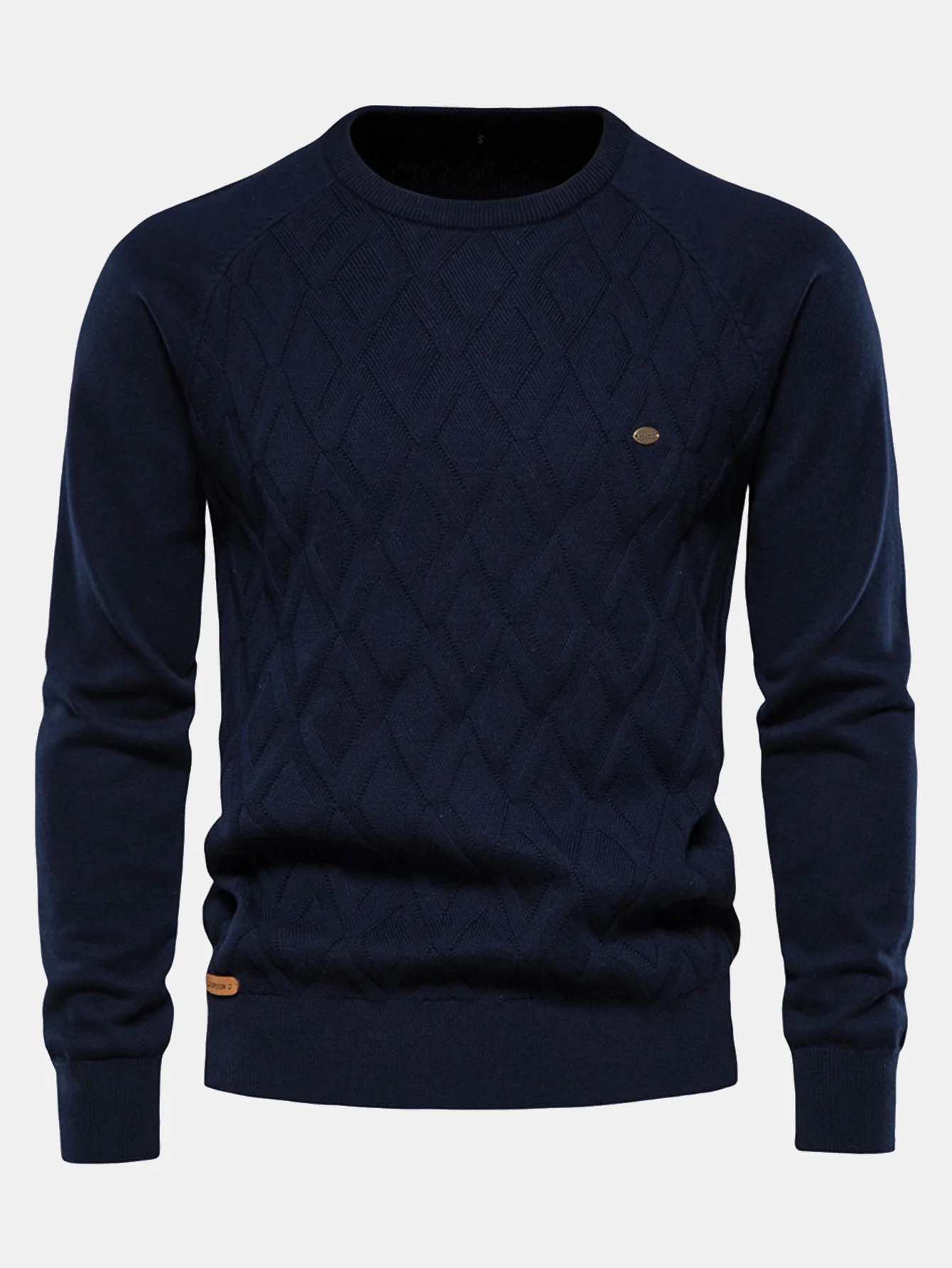 Geometrischer Jacquard Rundhals Pullover - Image 3