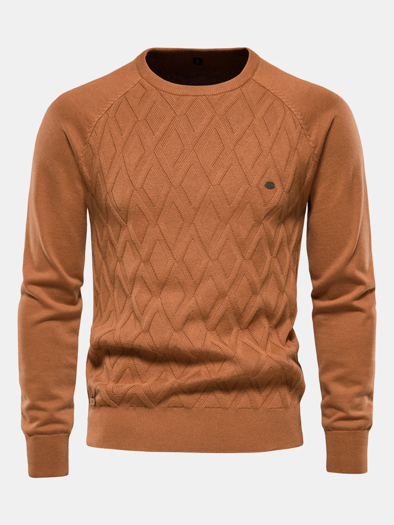 Geometrischer Jacquard Rundhals Pullover - Image 4