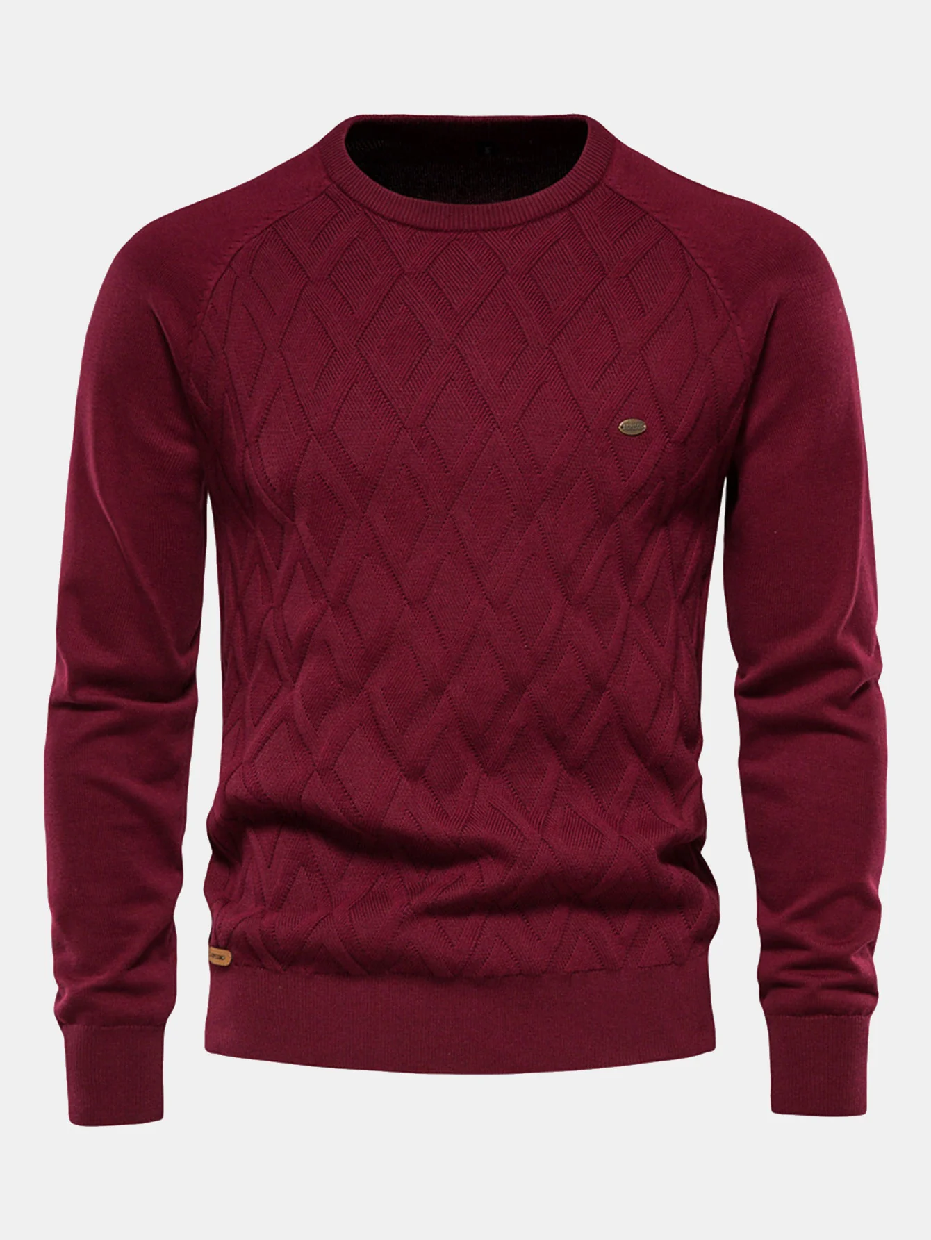 Geometrischer Jacquard Rundhals Pullover - Image 6