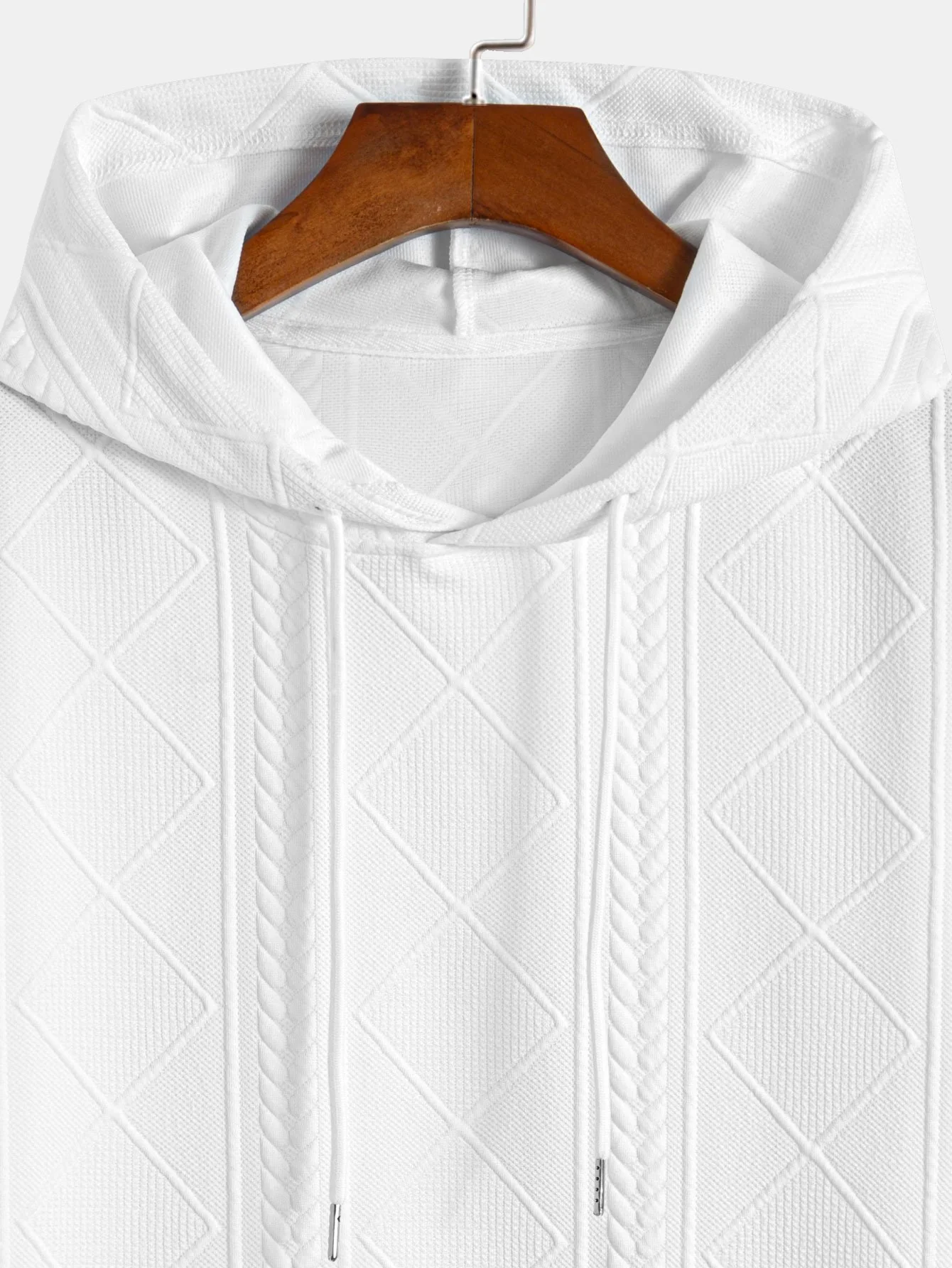 Geometrisches Jacquard Kapuzen-T-Shirt mit Bogen-Saum - Image 7