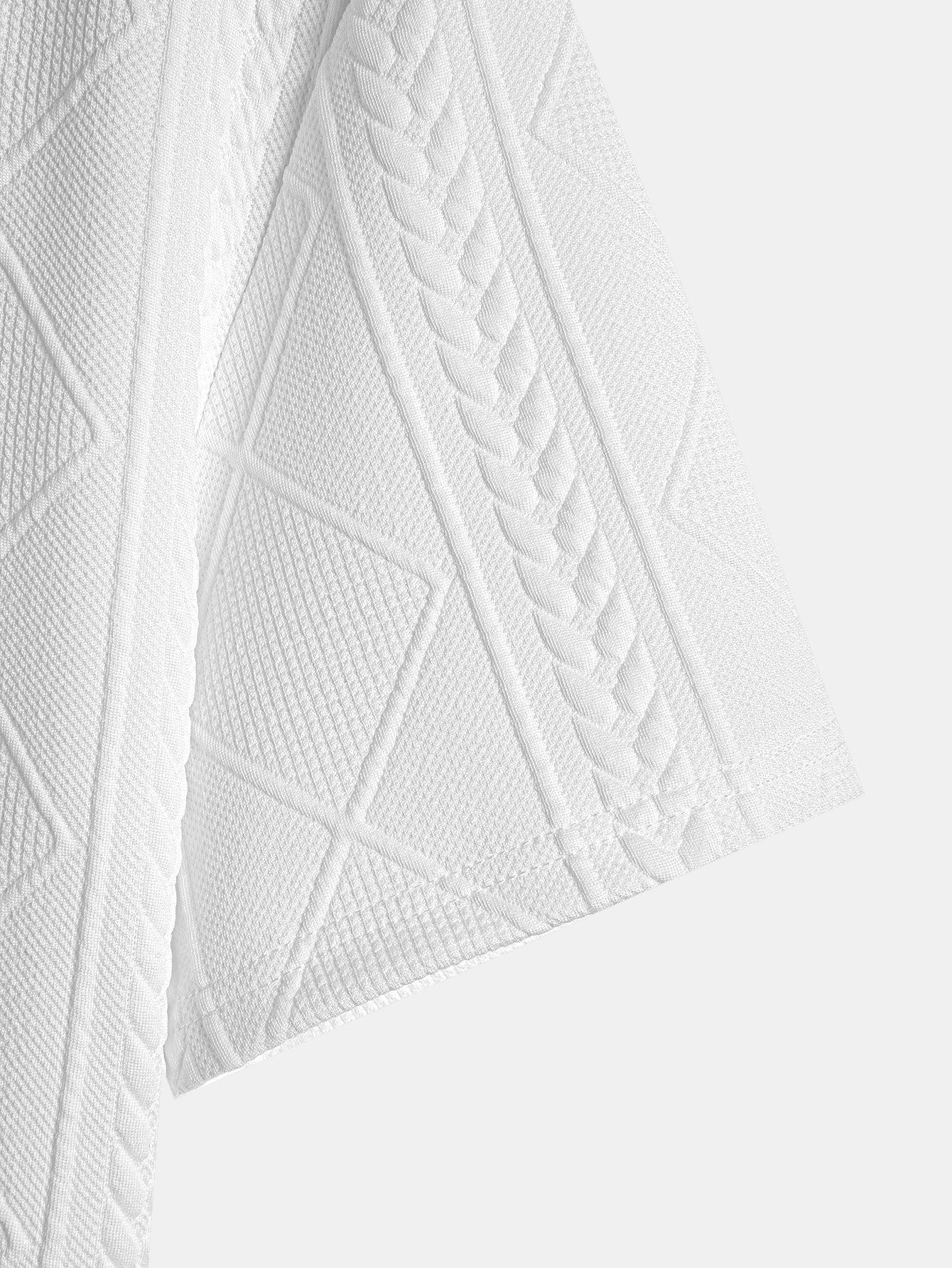 Geometrisches Jacquard Kapuzen-T-Shirt mit Bogen-Saum - Image 8