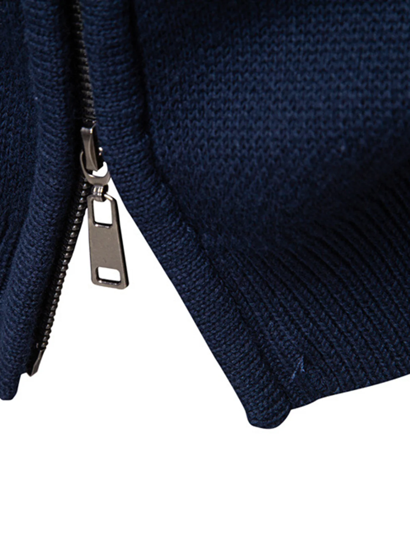 Geometrischer Jacquard Reißverschluss Stehkragen Pullover - Image 10
