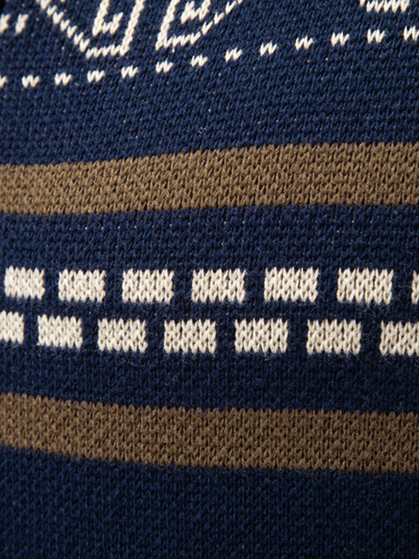 Geometrischer Jacquard Reißverschluss Stehkragen Pullover - Image 7