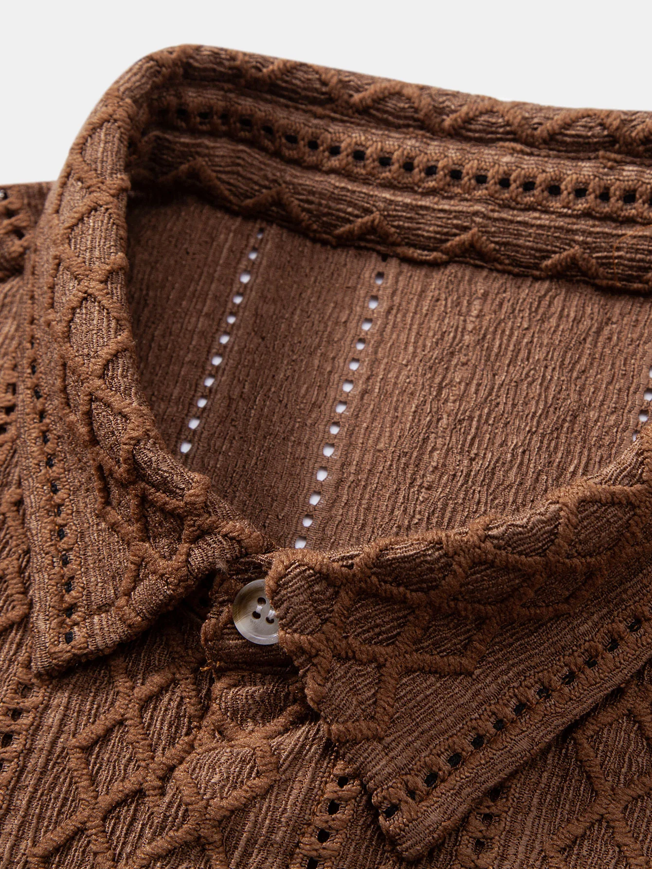 Geometry Rhombus Jacquard Button Up Shirt - Image 7