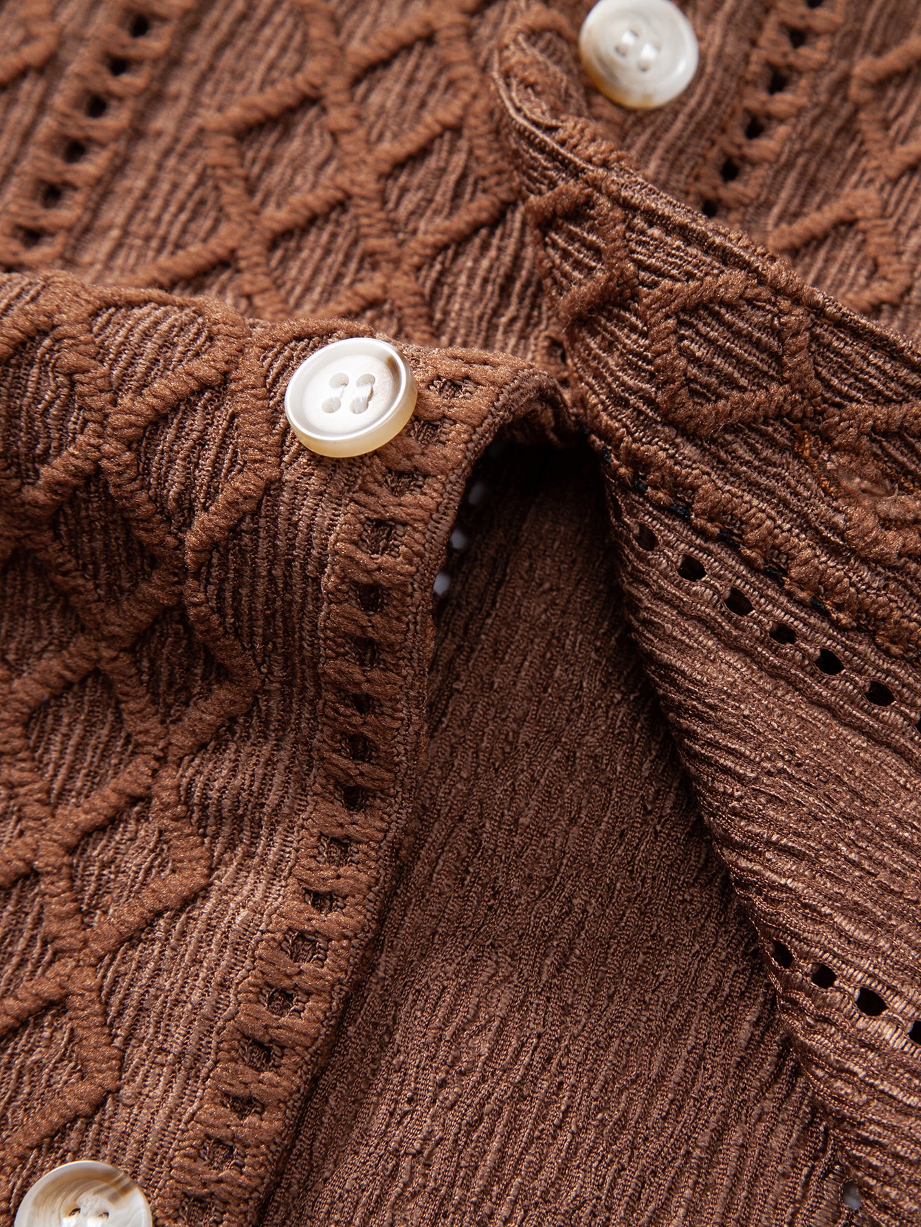Geometry Rhombus Jacquard Button Up Shirt - Image 8