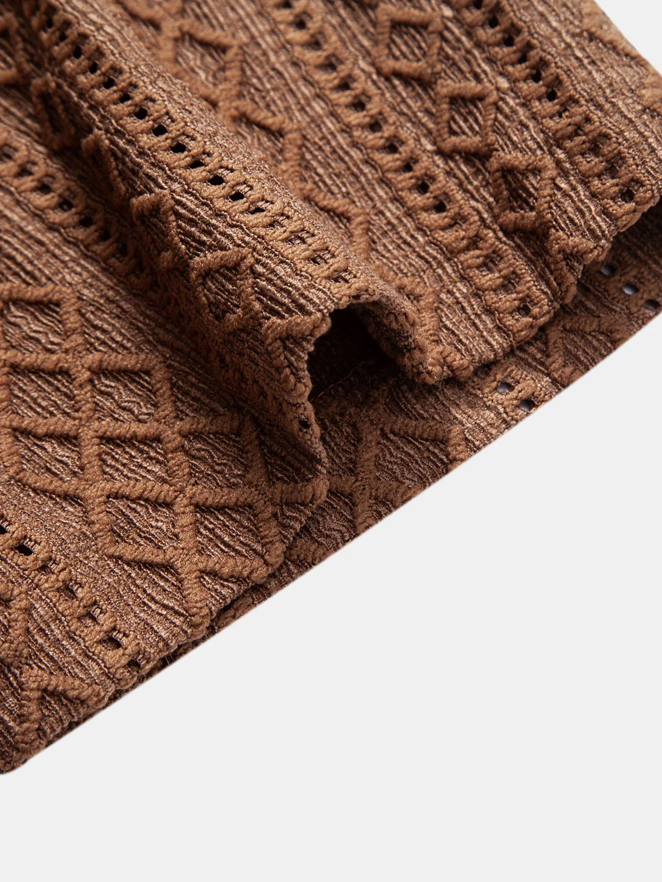 Geometry Rhombus Jacquard Button Up Shirt - Image 9