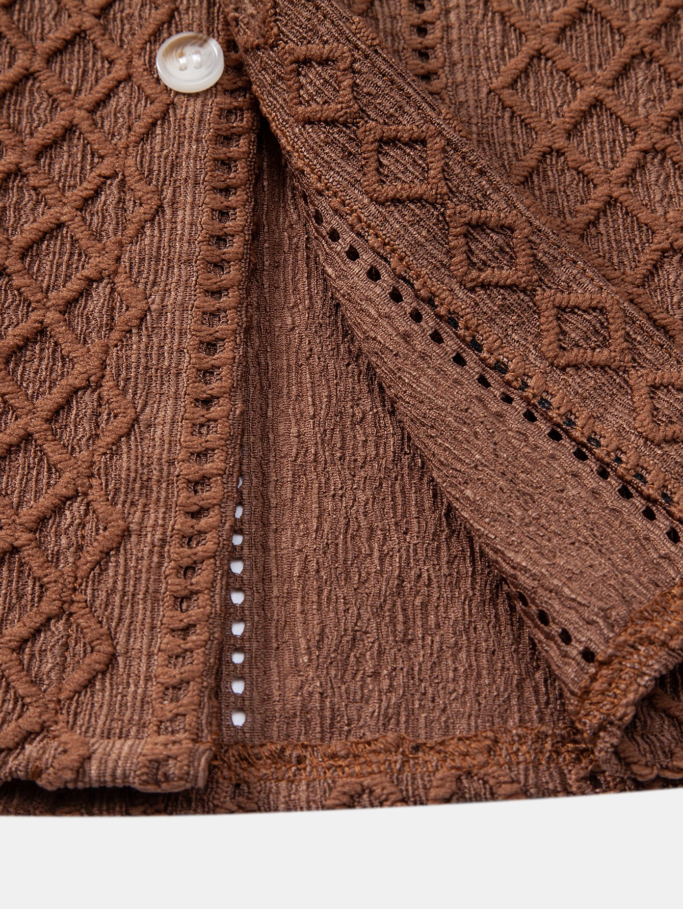 Geometry Rhombus Jacquard Button Up Shirt - Image 10