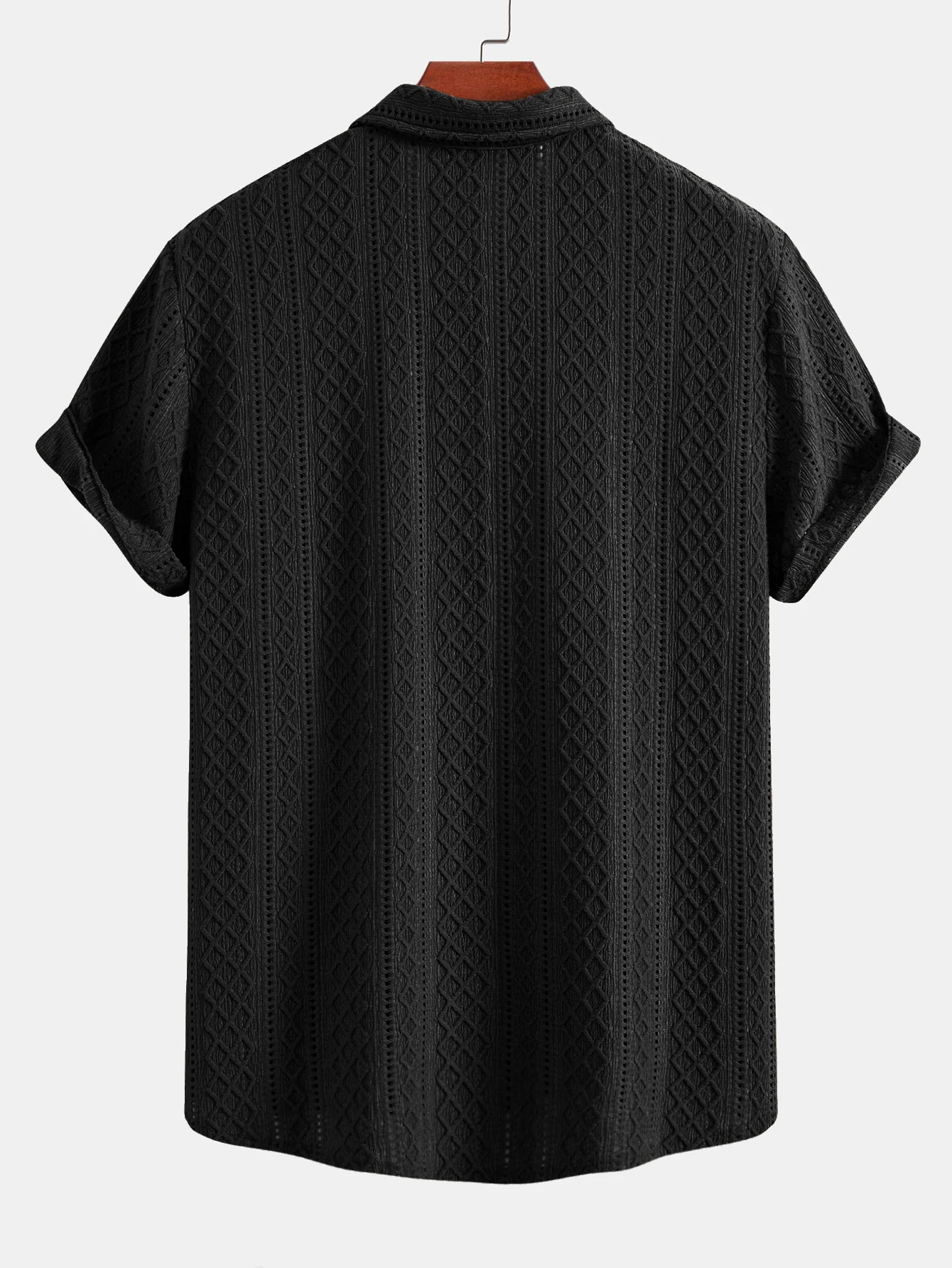Geometry Rhombus Jacquard Button Up Shirt - Image 4