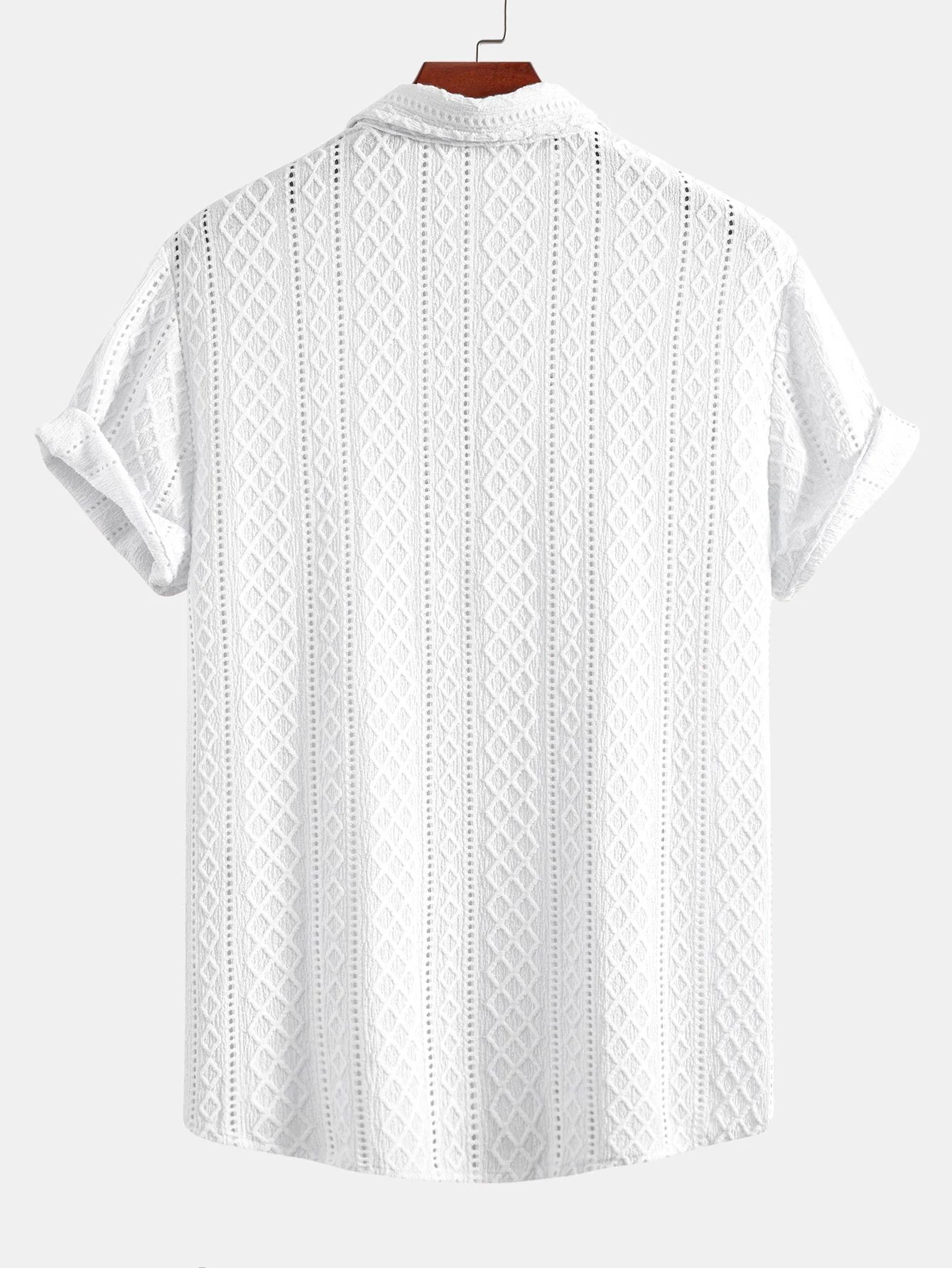 Geometry Rhombus Jacquard Button Up Shirt - Image 6