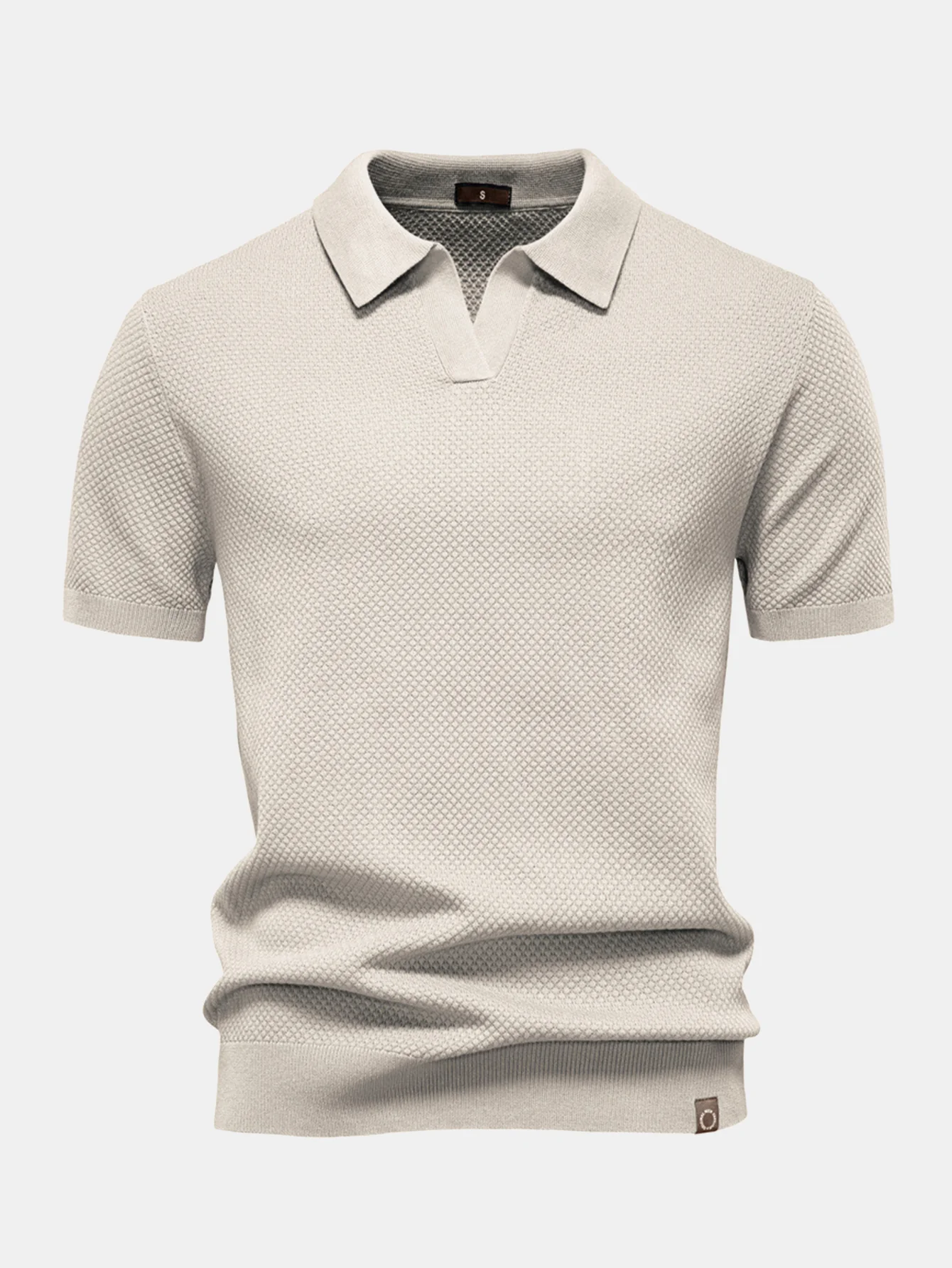 Ananasstruktur Strick V-Ausschnitt Polo - Image 17