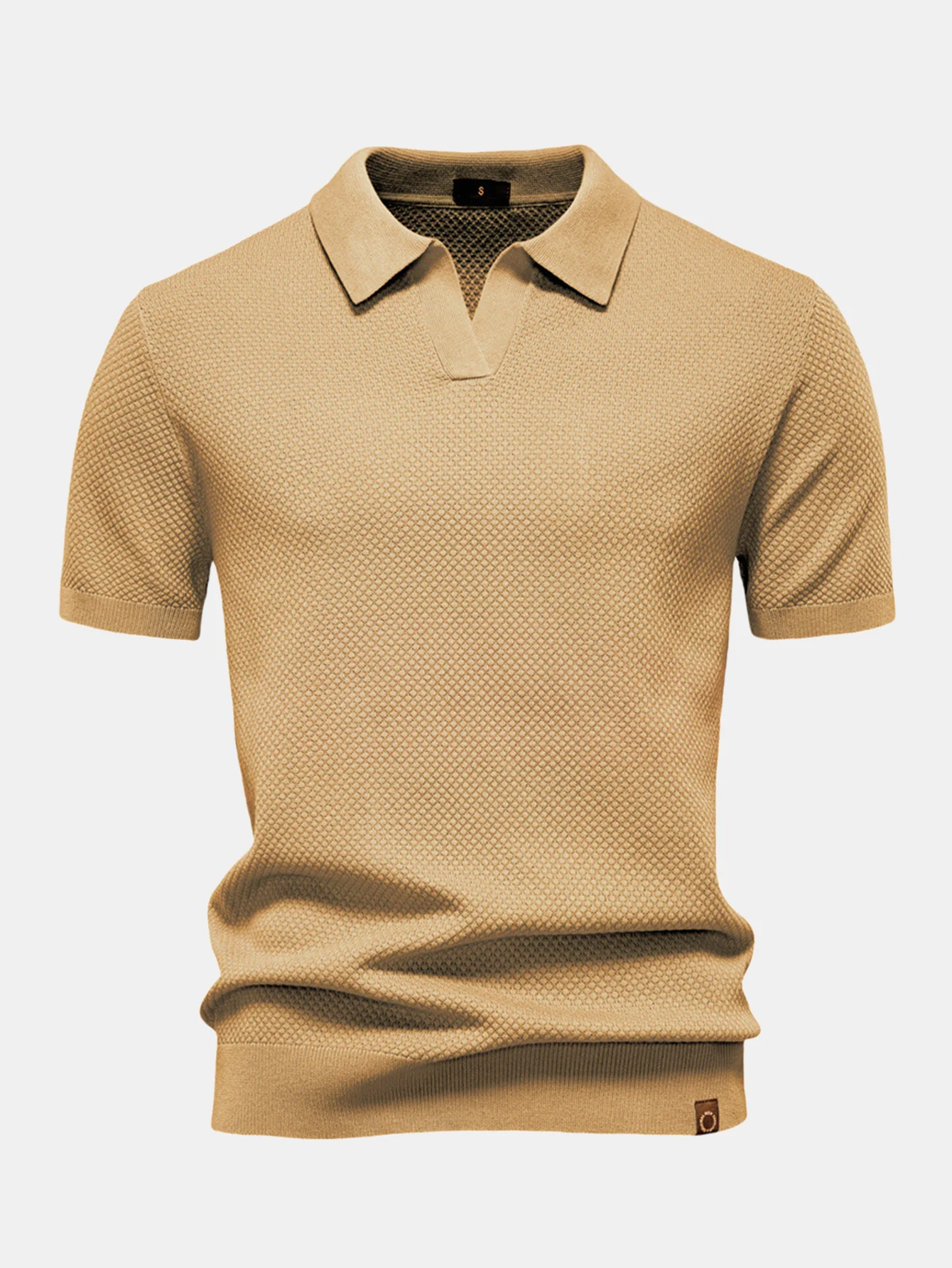 Ananasstruktur Strick V-Ausschnitt Polo - Image 18