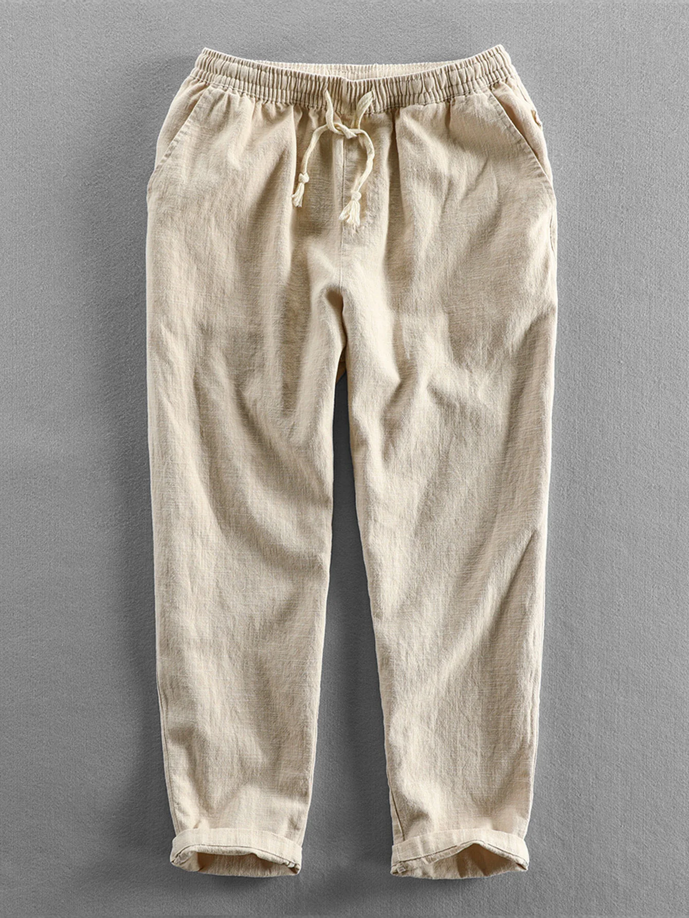 Geometrisch texturiertes kubanisches Hemd & Leinen-Baumwoll-Mix cropped Hose - Image 12
