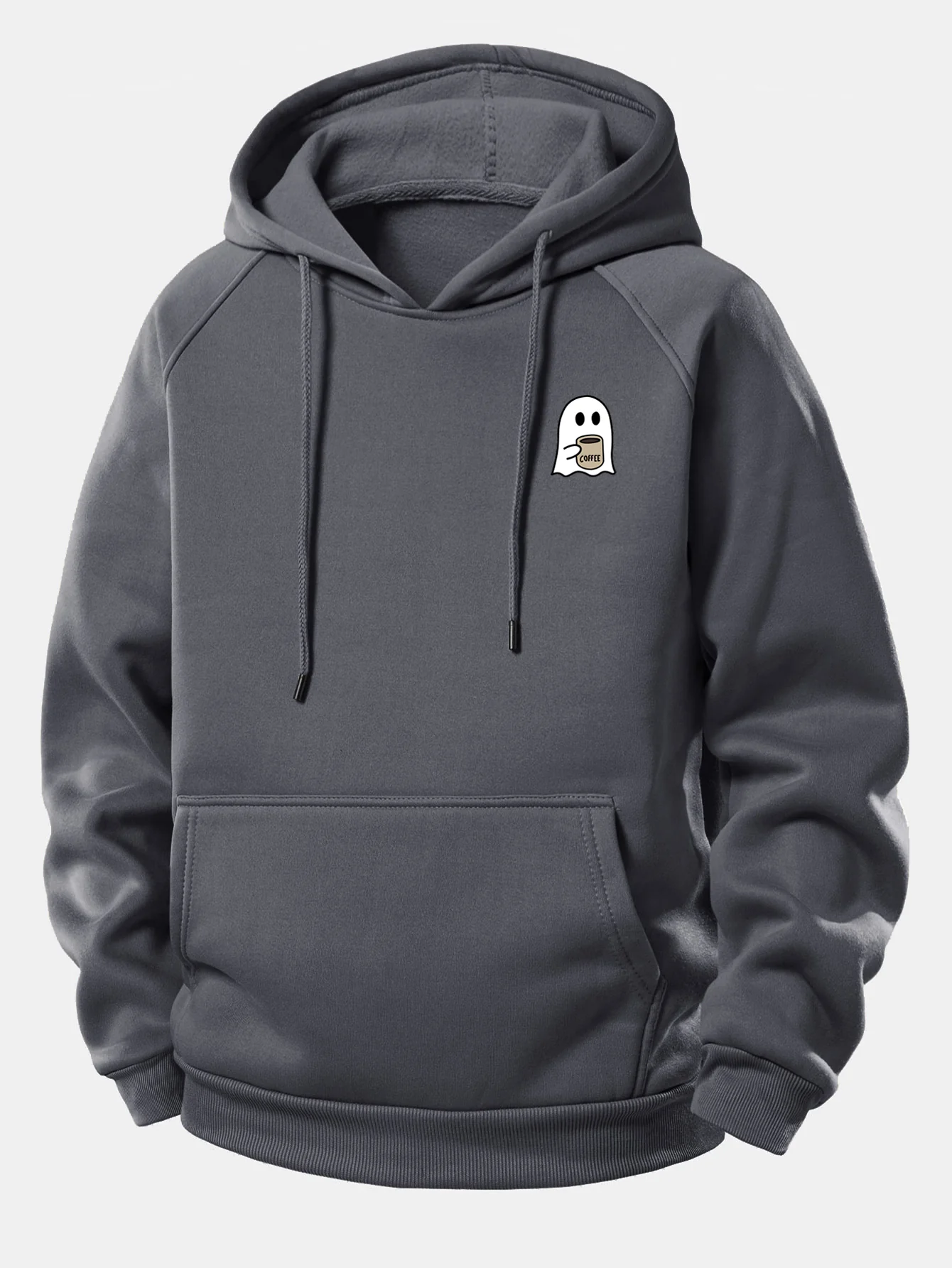 Ghost Drinking Coffee Print Drawstring Hoodie & Ghost Drinking Coffee Print Jogger Pants - Image 11