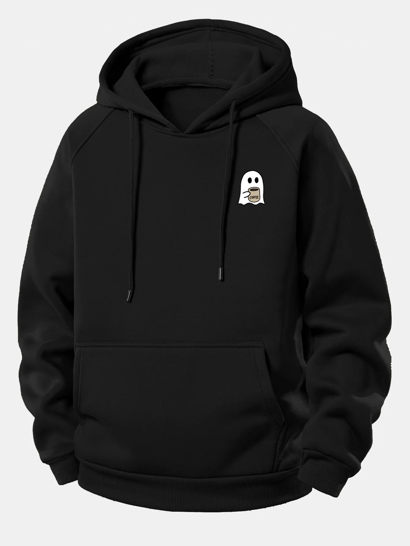 Ghost Drinking Coffee Print Drawstring Hoodie & Ghost Drinking Coffee Print Jogger Pants - Image 12