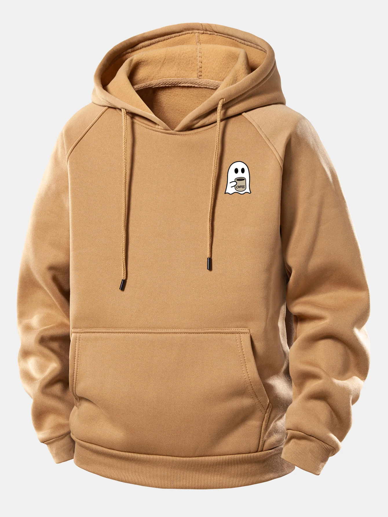 Ghost Drinking Coffee Print Drawstring Hoodie & Ghost Drinking Coffee Print Jogger Pants - Image 8