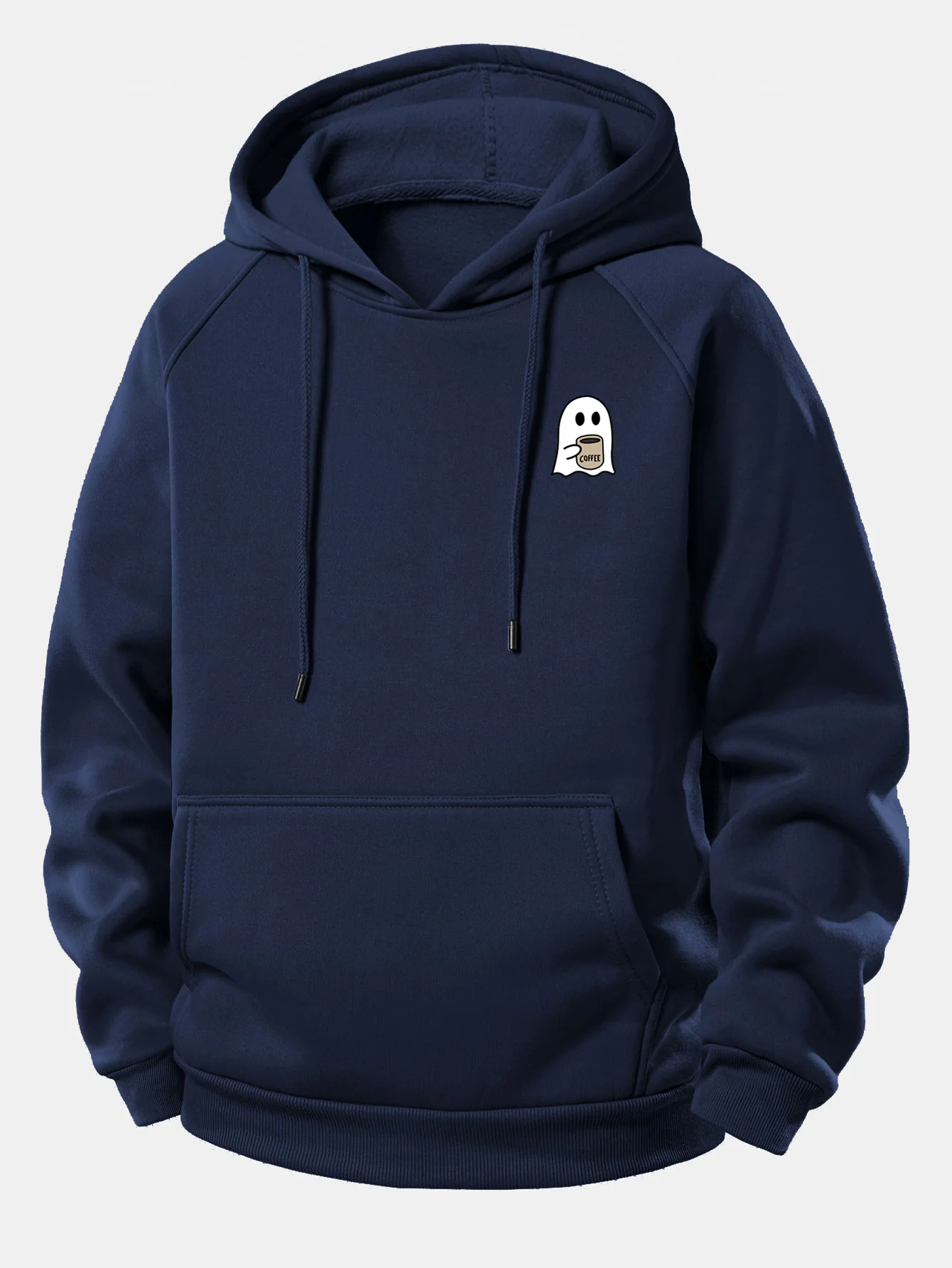Ghost Drinking Coffee Print Drawstring Hoodie & Ghost Drinking Coffee Print Jogger Pants - Image 9