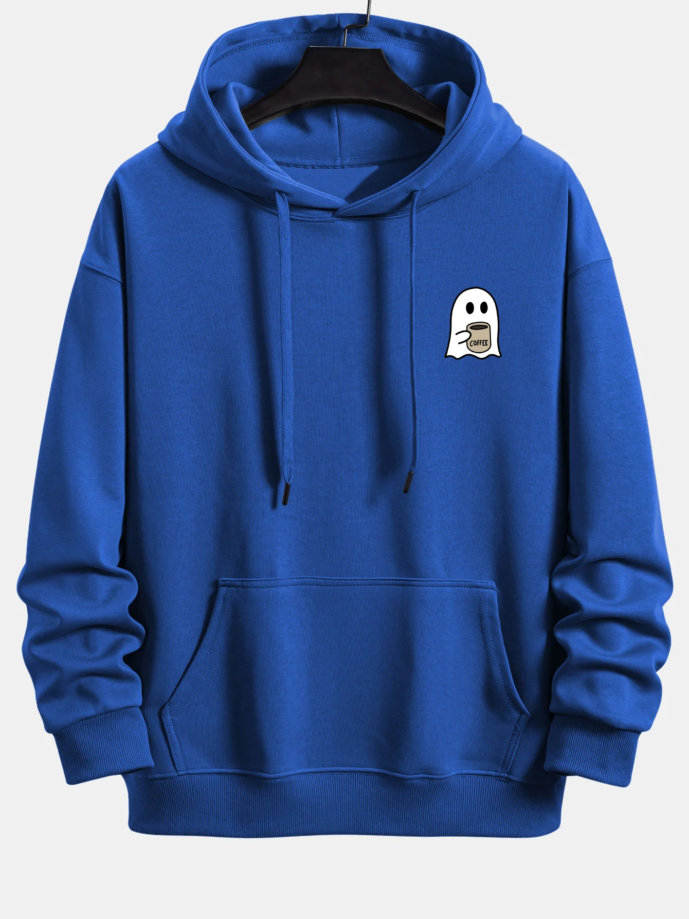 Ghost Drinking Coffee Print Relax Fit Hoodie - Image 5