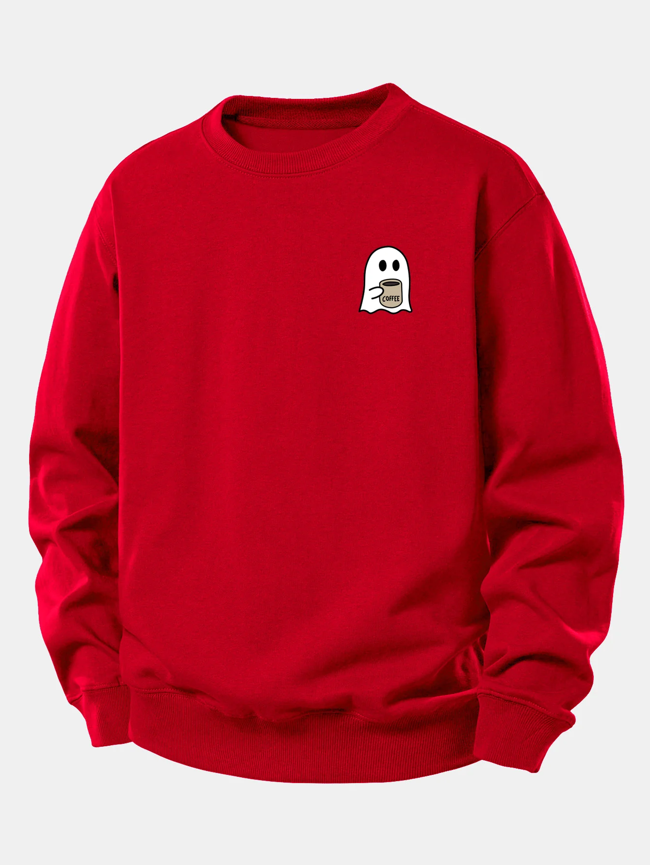 Ghost Kaffee trinkend Druck Relax Fit Sweatshirt - Image 6