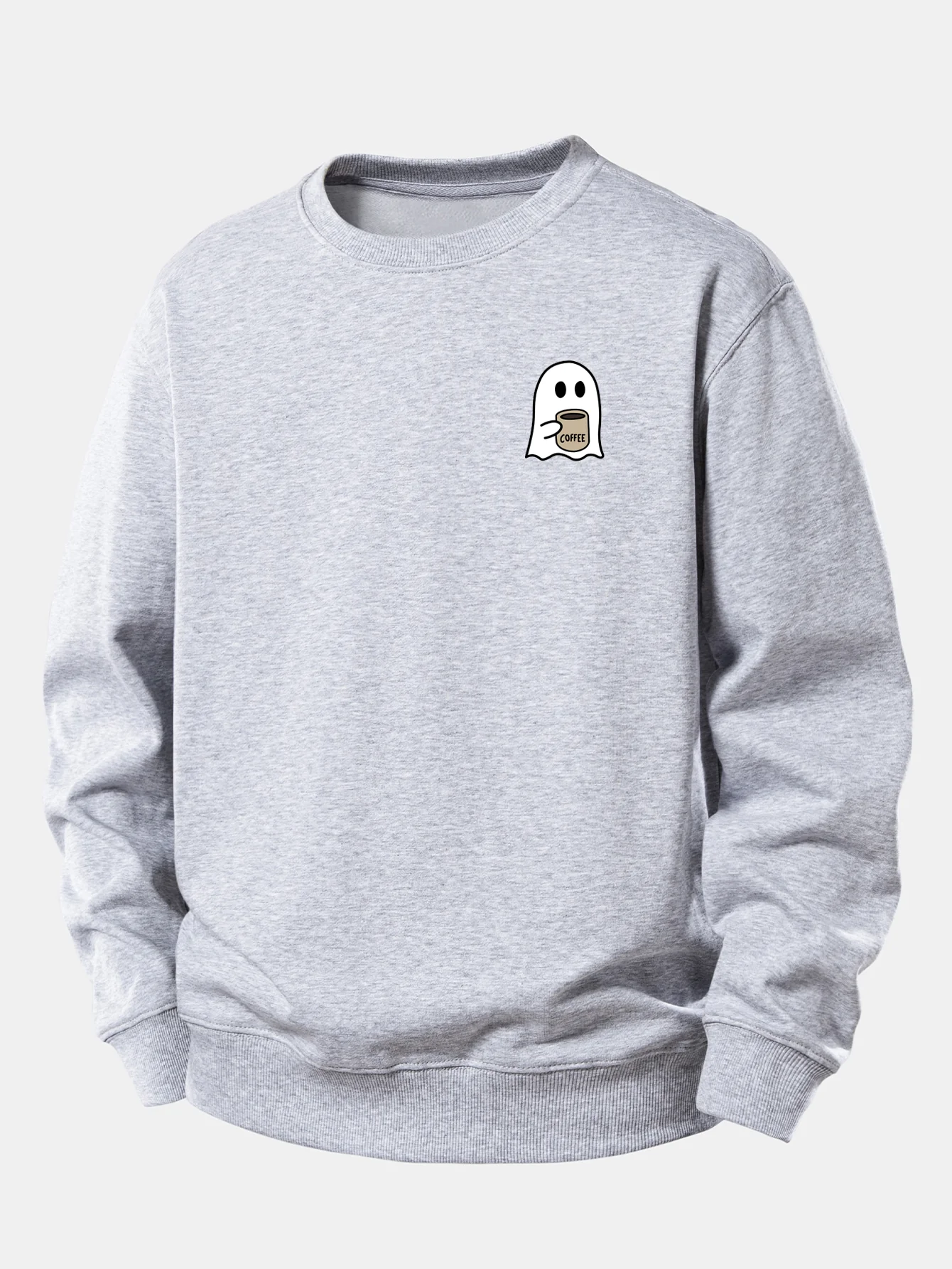Ghost Kaffee trinkend Druck Relax Fit Sweatshirt - Image 9
