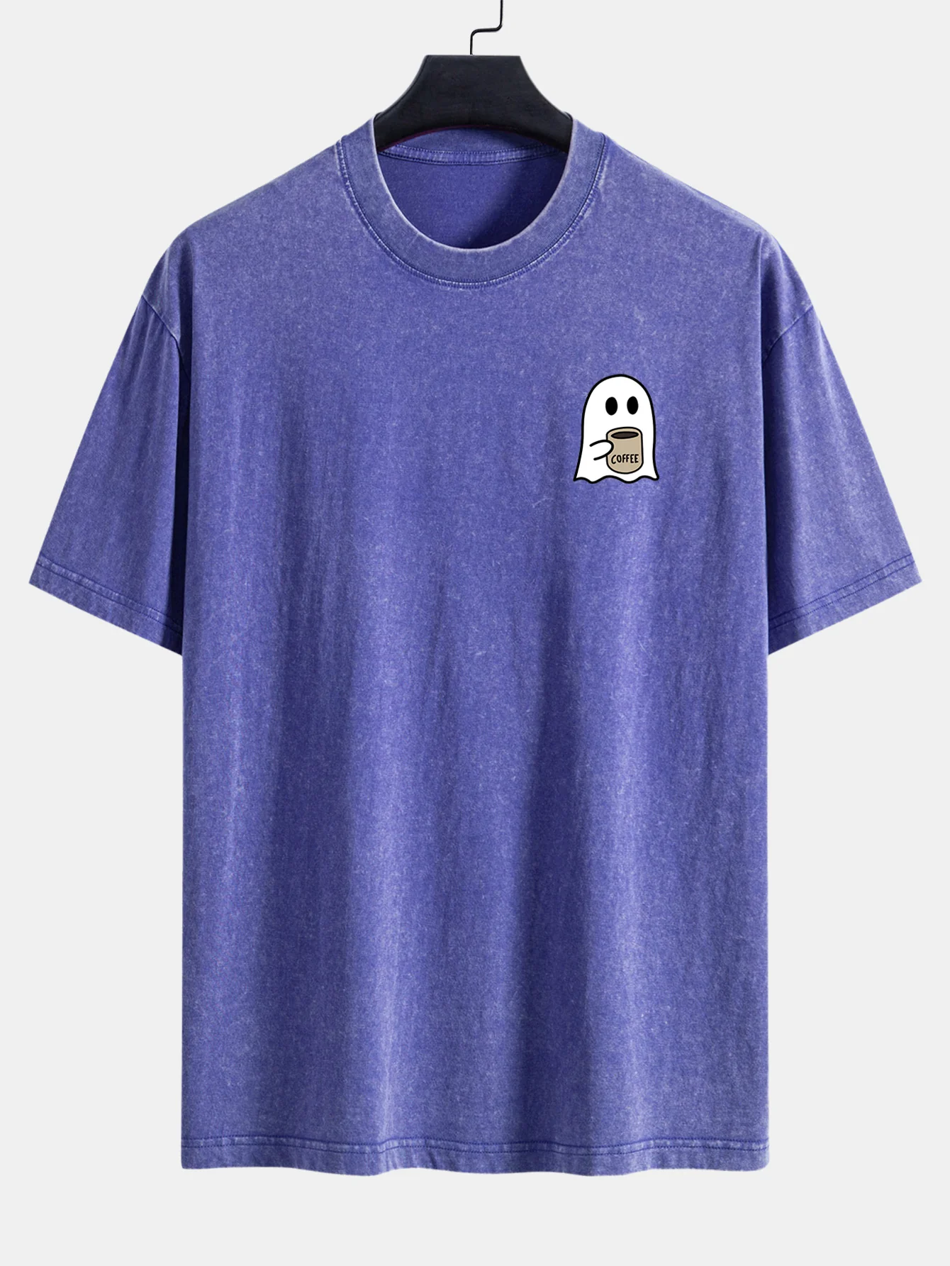 Ghost Kaffee trinkendes Print gewaschenes abgenutztes Drop-Shoulder T-Shirt - Image 5