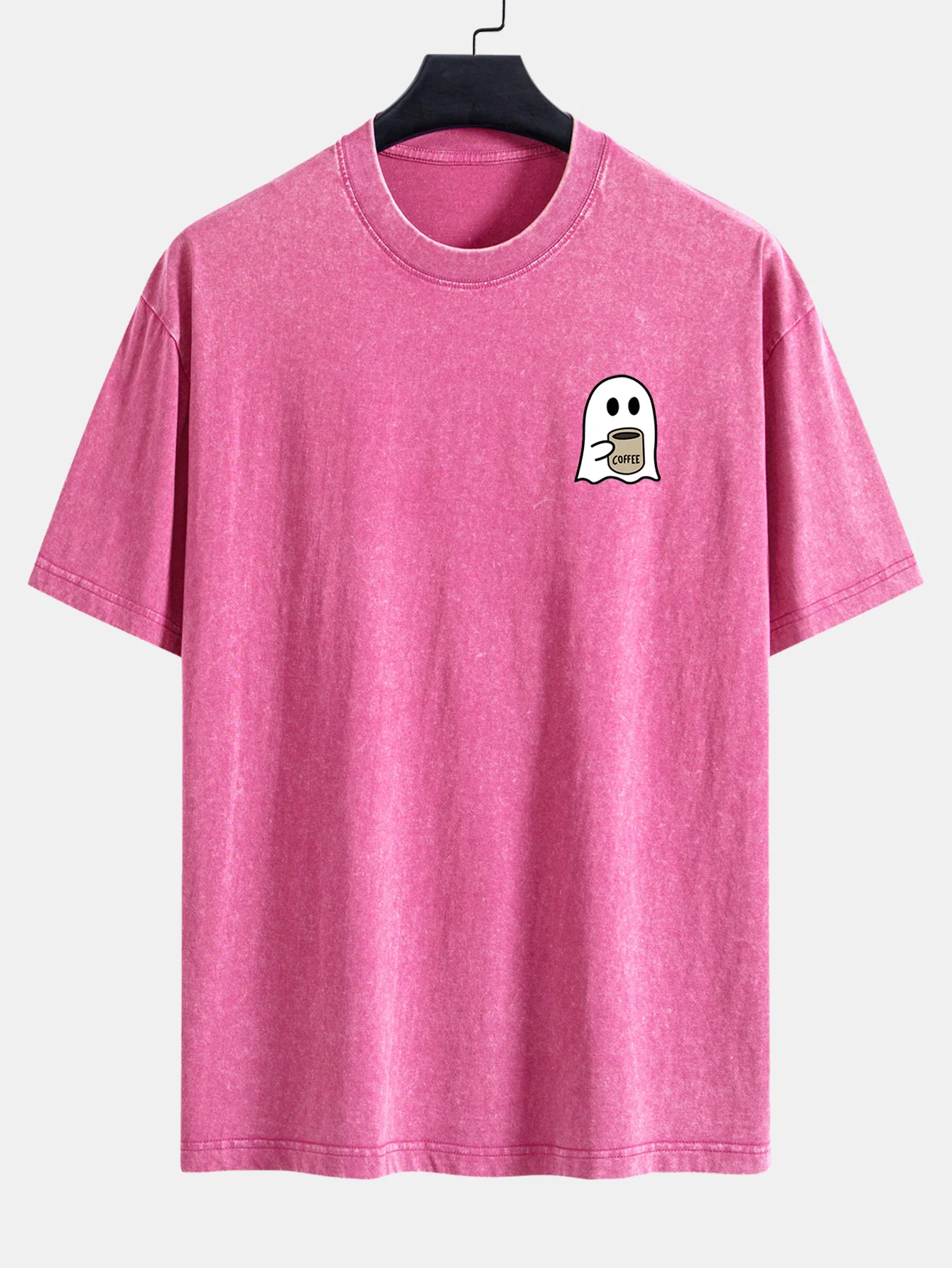 Ghost Kaffee trinkendes Print gewaschenes abgenutztes Drop-Shoulder T-Shirt - Image 7