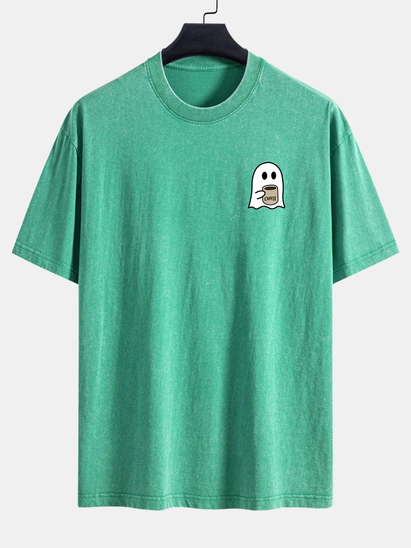 Ghost Kaffee trinkendes Print gewaschenes abgenutztes Drop-Shoulder T-Shirt - Image 8