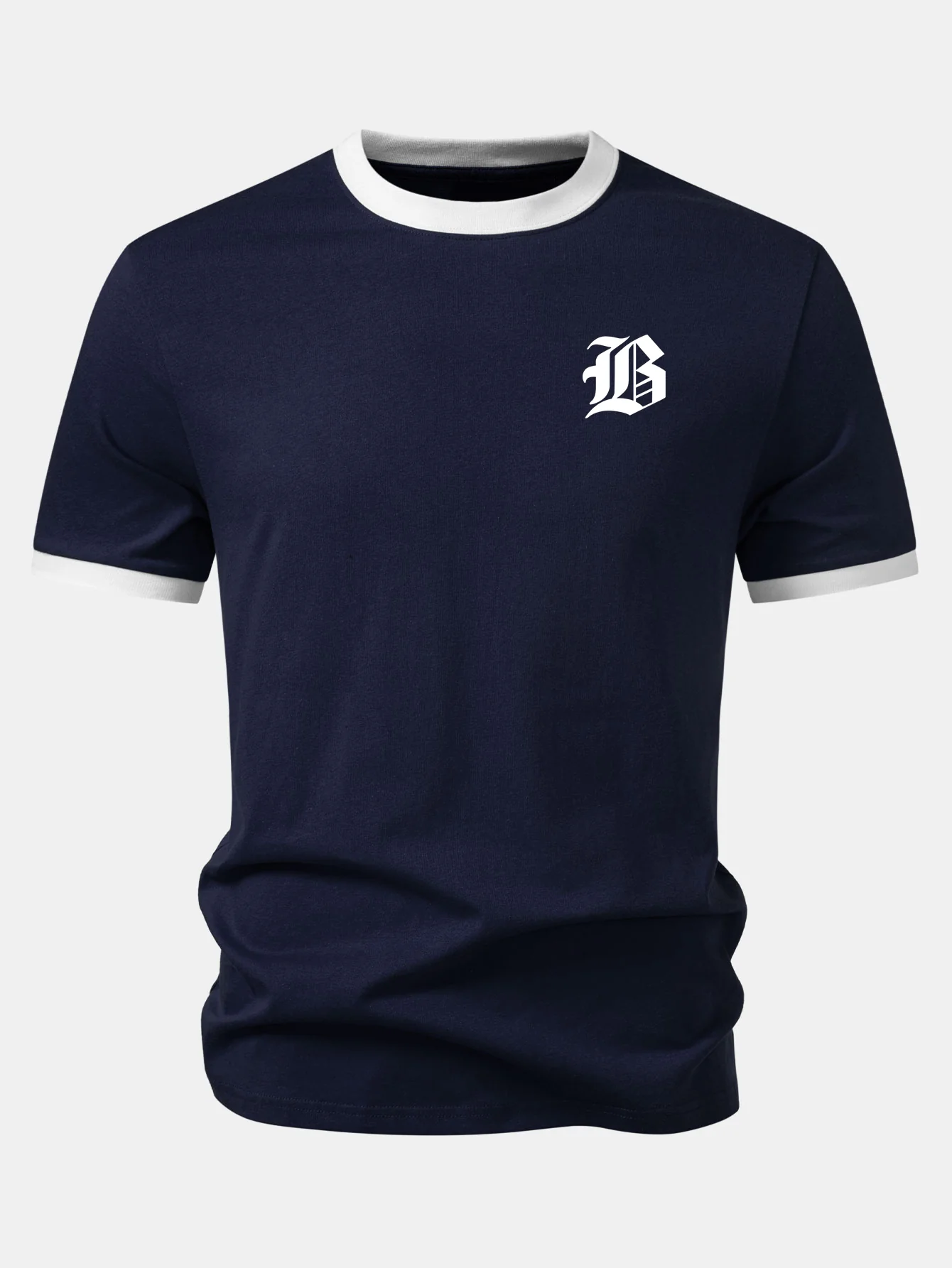 Gothic Letter Print Contrast Ringer T-Shirt