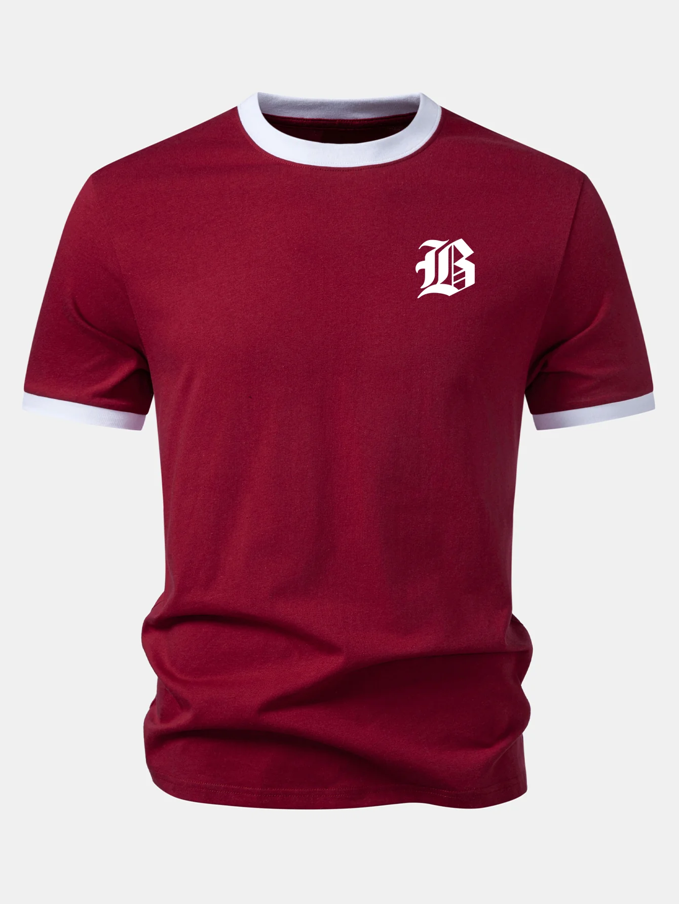 Gothic Letter Print Contrast Ringer T-Shirt - Image 2
