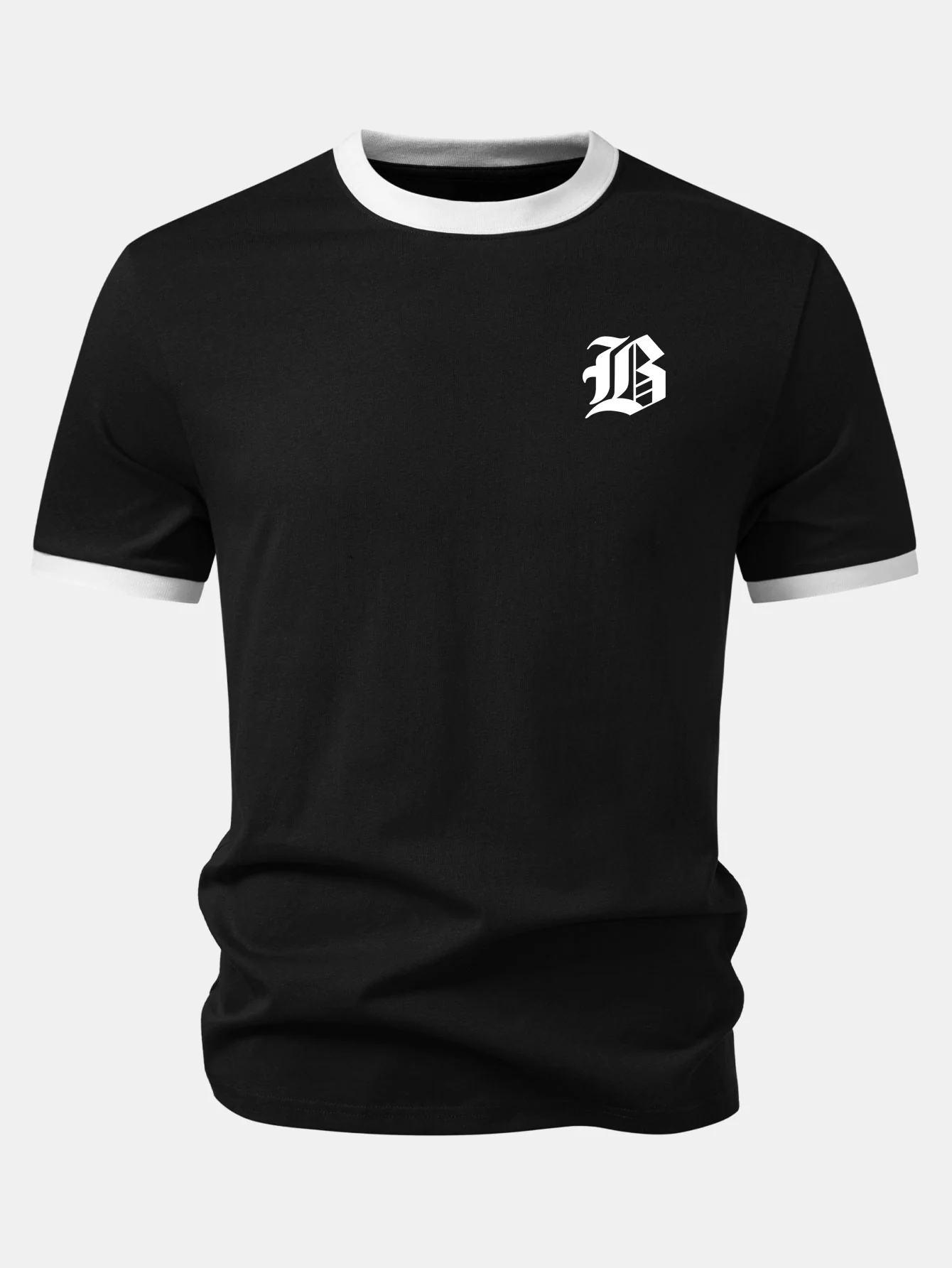Gothic Letter Print Contrast Ringer T-Shirt - Image 3