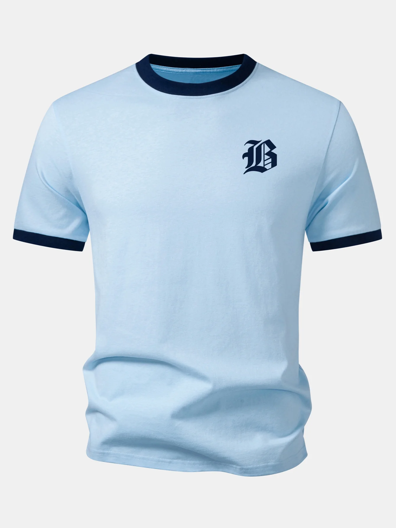 Gothic Letter Print Contrast Ringer T-Shirt - Image 4