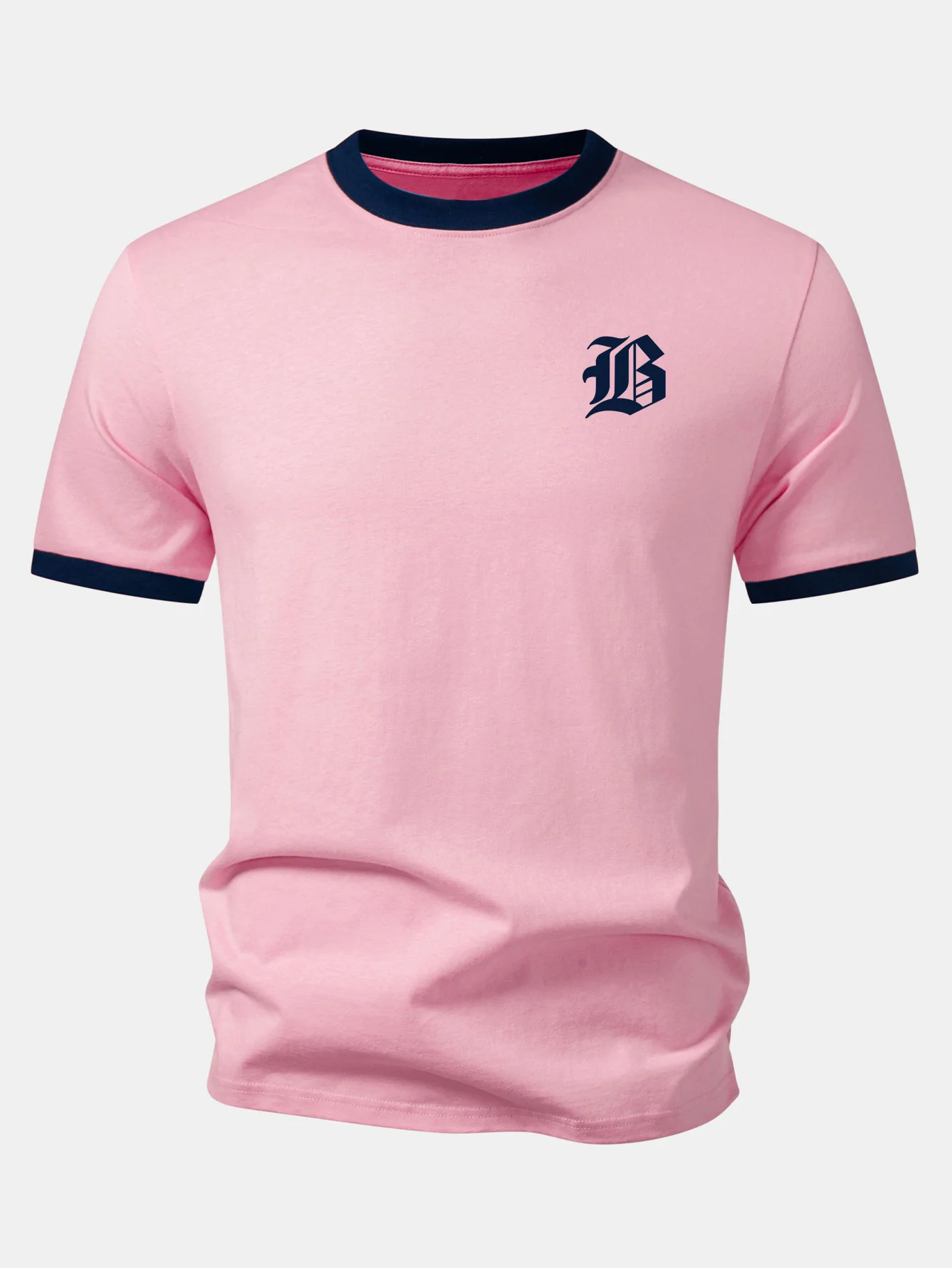 Gothic Letter Print Contrast Ringer T-Shirt - Image 5