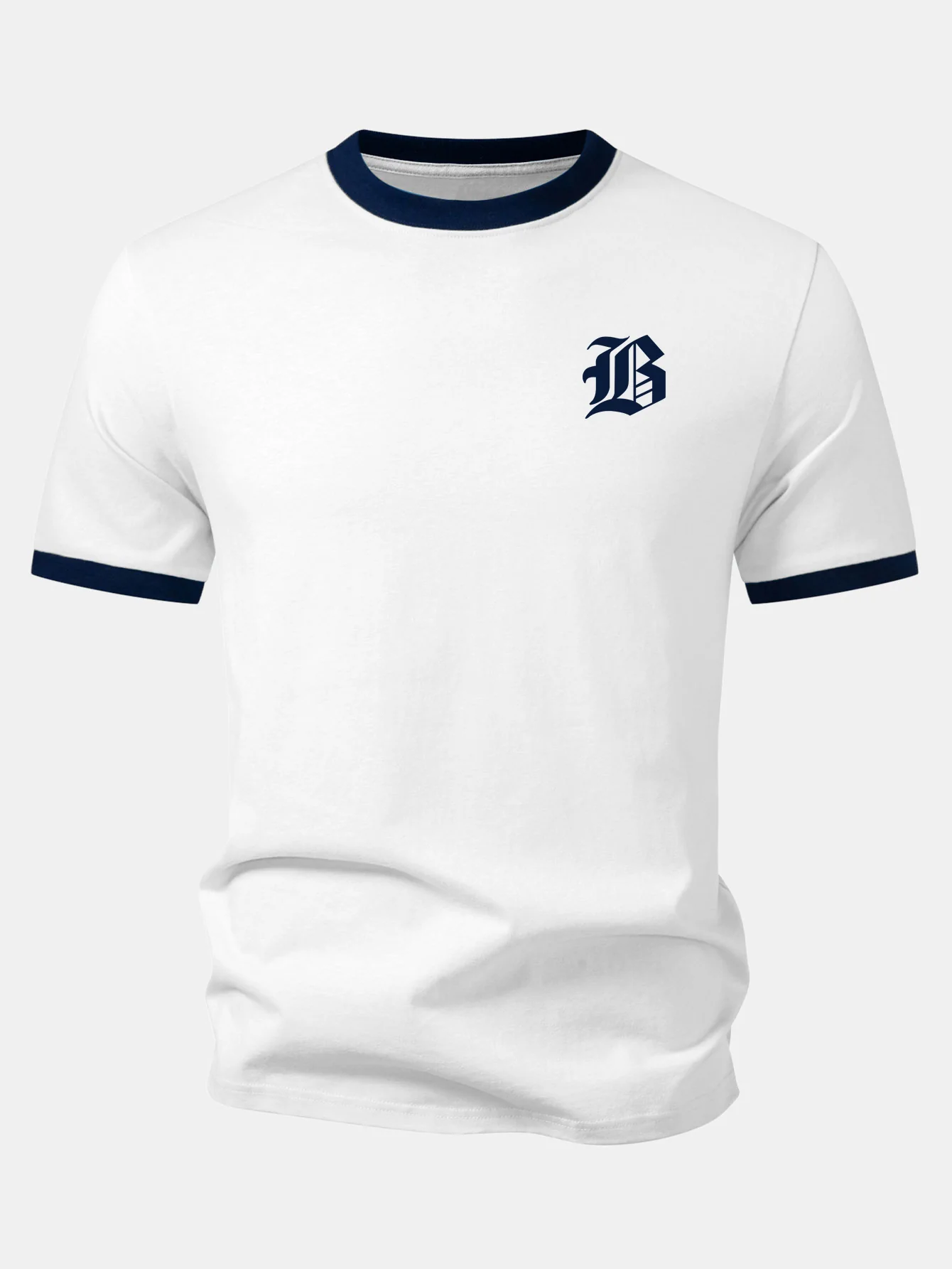 Gothic Letter Print Contrast Ringer T-Shirt - Image 6