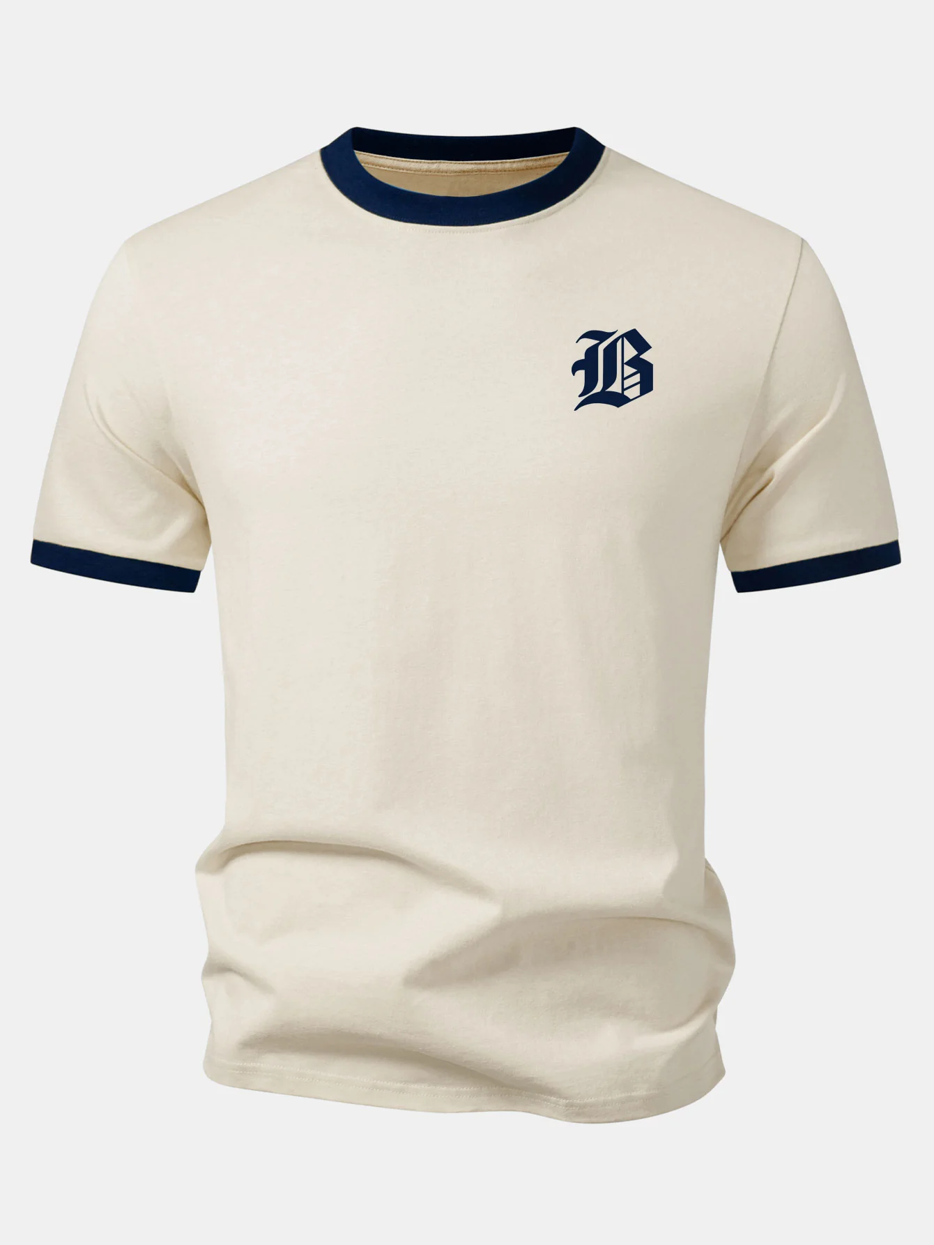 Gothic Letter Print Contrast Ringer T-Shirt - Image 7