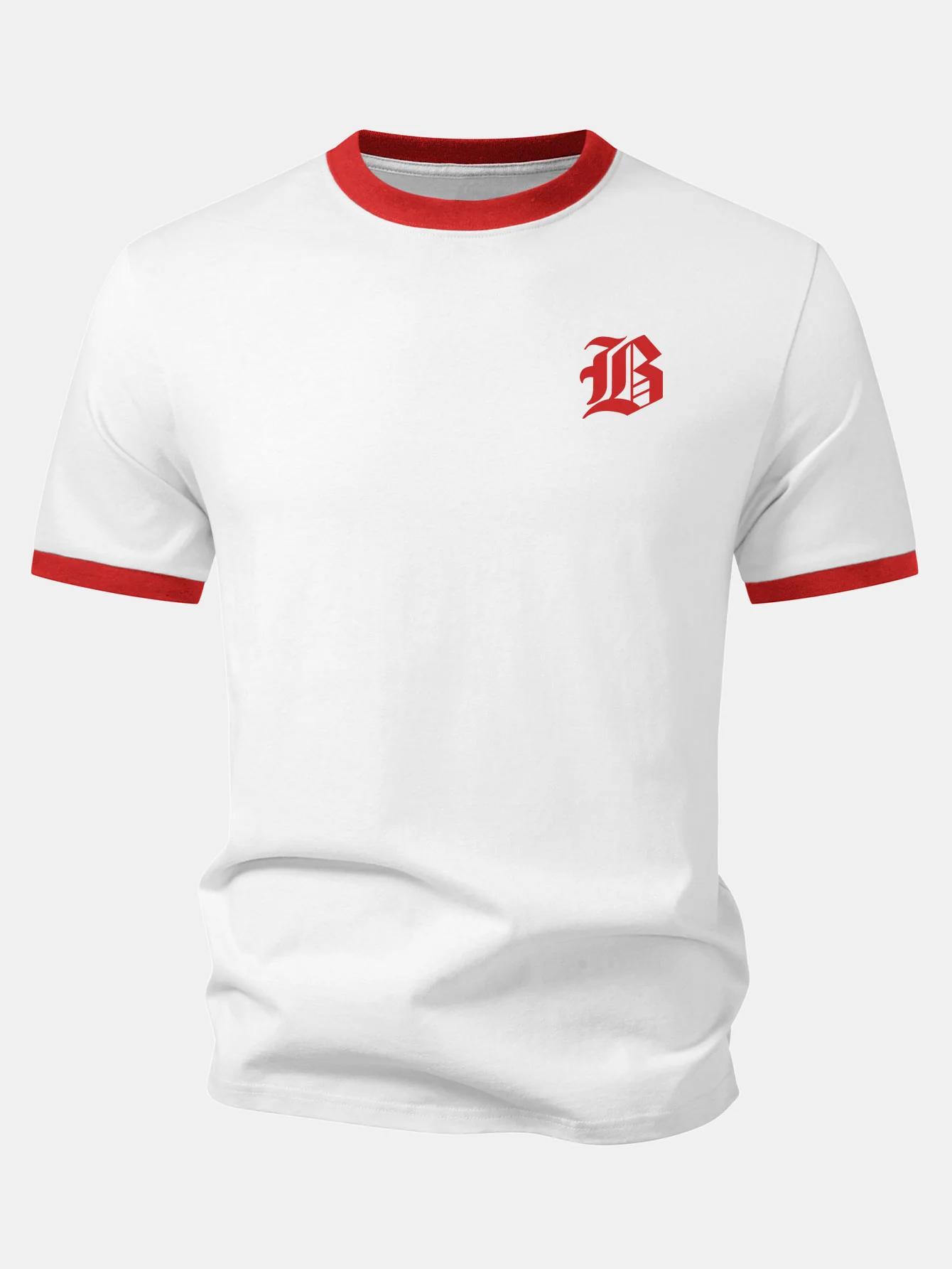Gothic Letter Print Contrast Ringer T-Shirt - Image 3