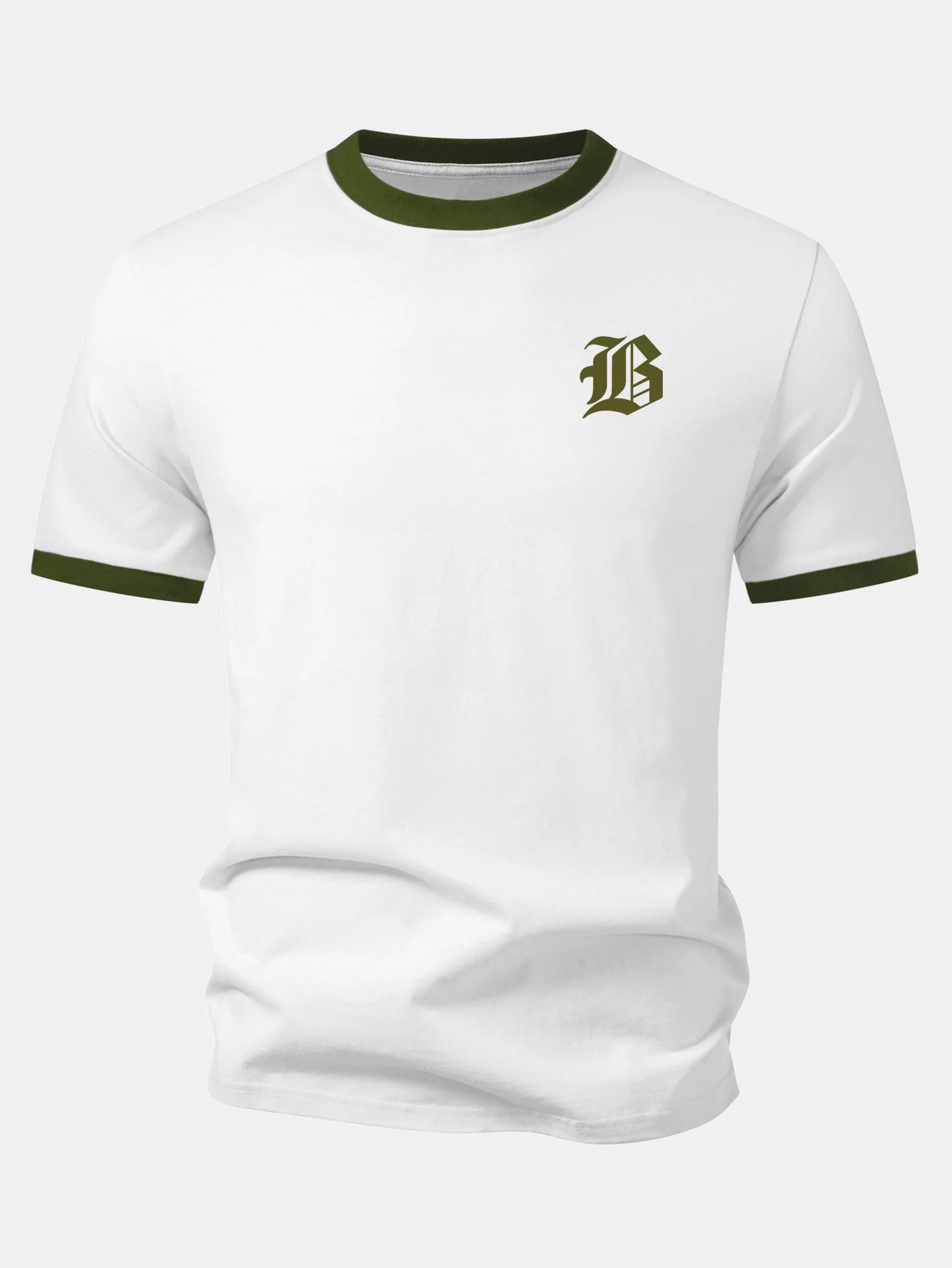 Gothic Letter Print Contrast Ringer T-Shirt - Image 5