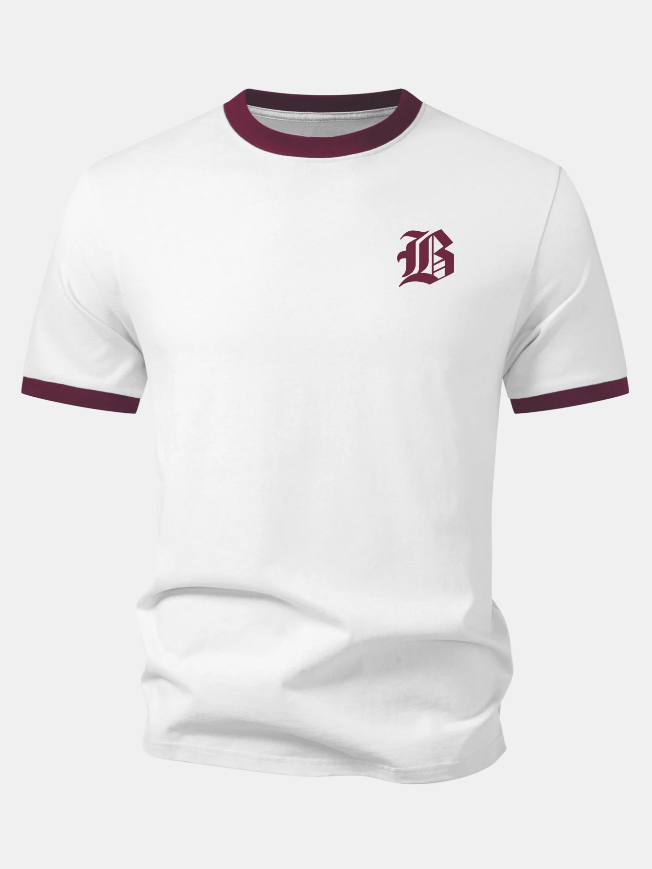 Gothic Letter Print Contrast Ringer T-Shirt - Image 6