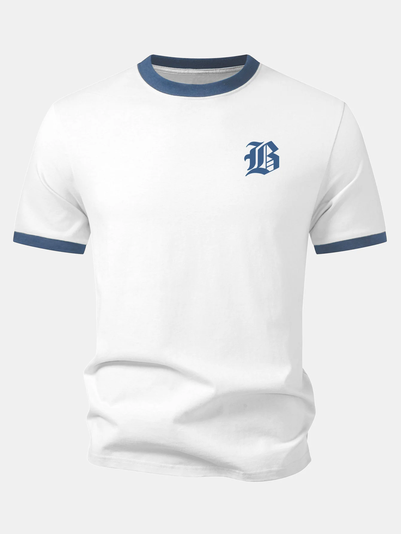 Gothic Letter Print Contrast Ringer T-Shirt - Image 7