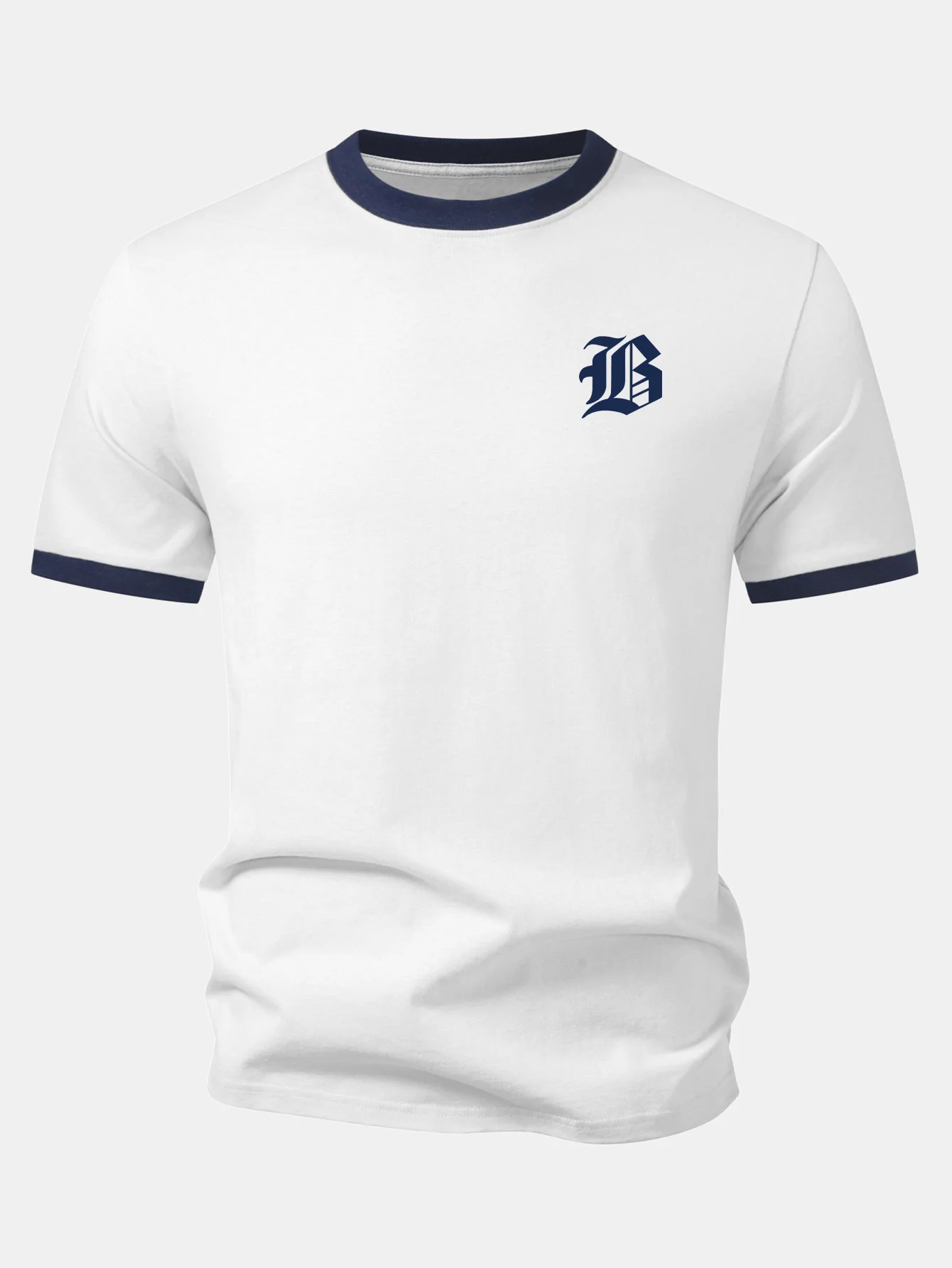 Gothic Letter Print Contrast Ringer T-Shirt - Image 8