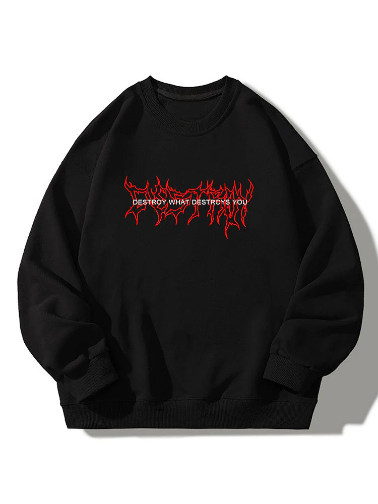 Gothic Buchstaben Druck Rundhals Entspanntes Sweatshirt