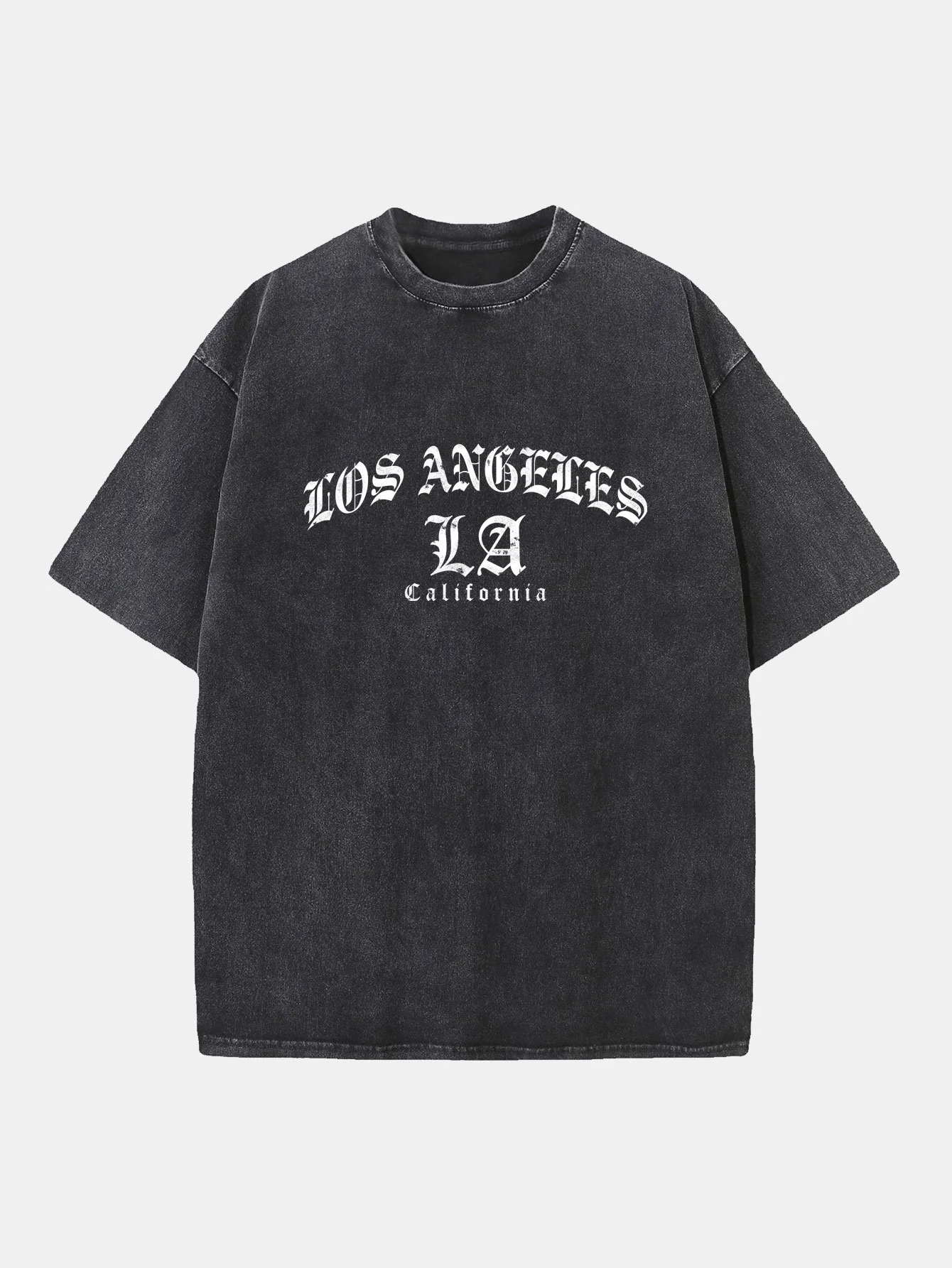Gothic Los Angeles Print Gewaschen Verwaschenes Drop Shoulder T-Shirt