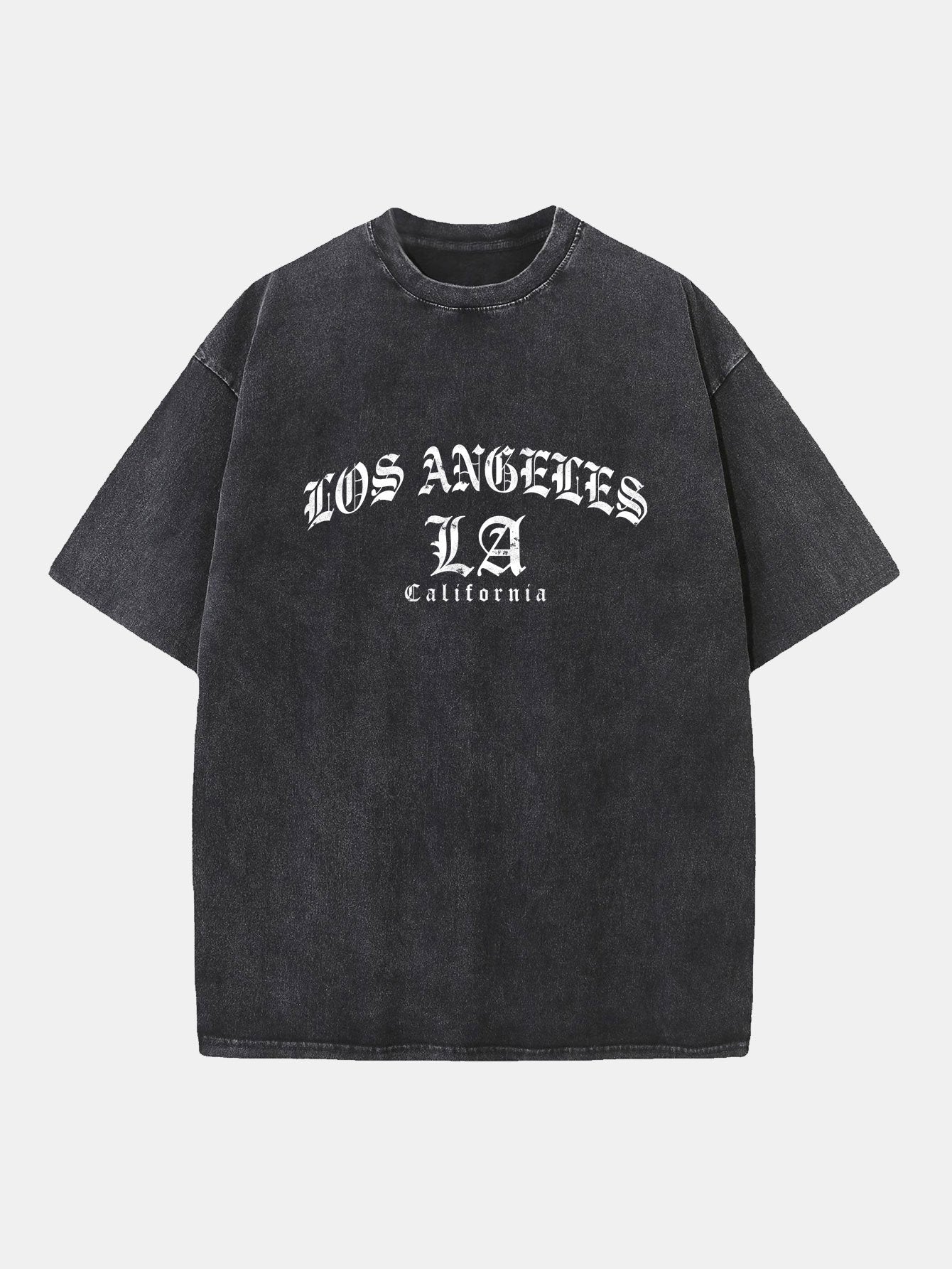 Gothic Los Angeles Print gewaschenes, distressed Drop Shoulder T-Shirt & Corduroy Paisley Print Panel Hosen - Image 2
