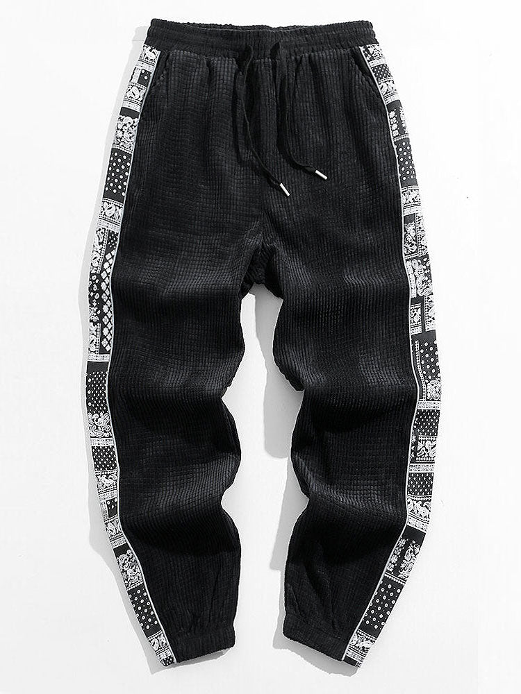 Gothic Los Angeles Print gewaschenes, distressed Drop Shoulder T-Shirt & Corduroy Paisley Print Panel Hosen - Image 5